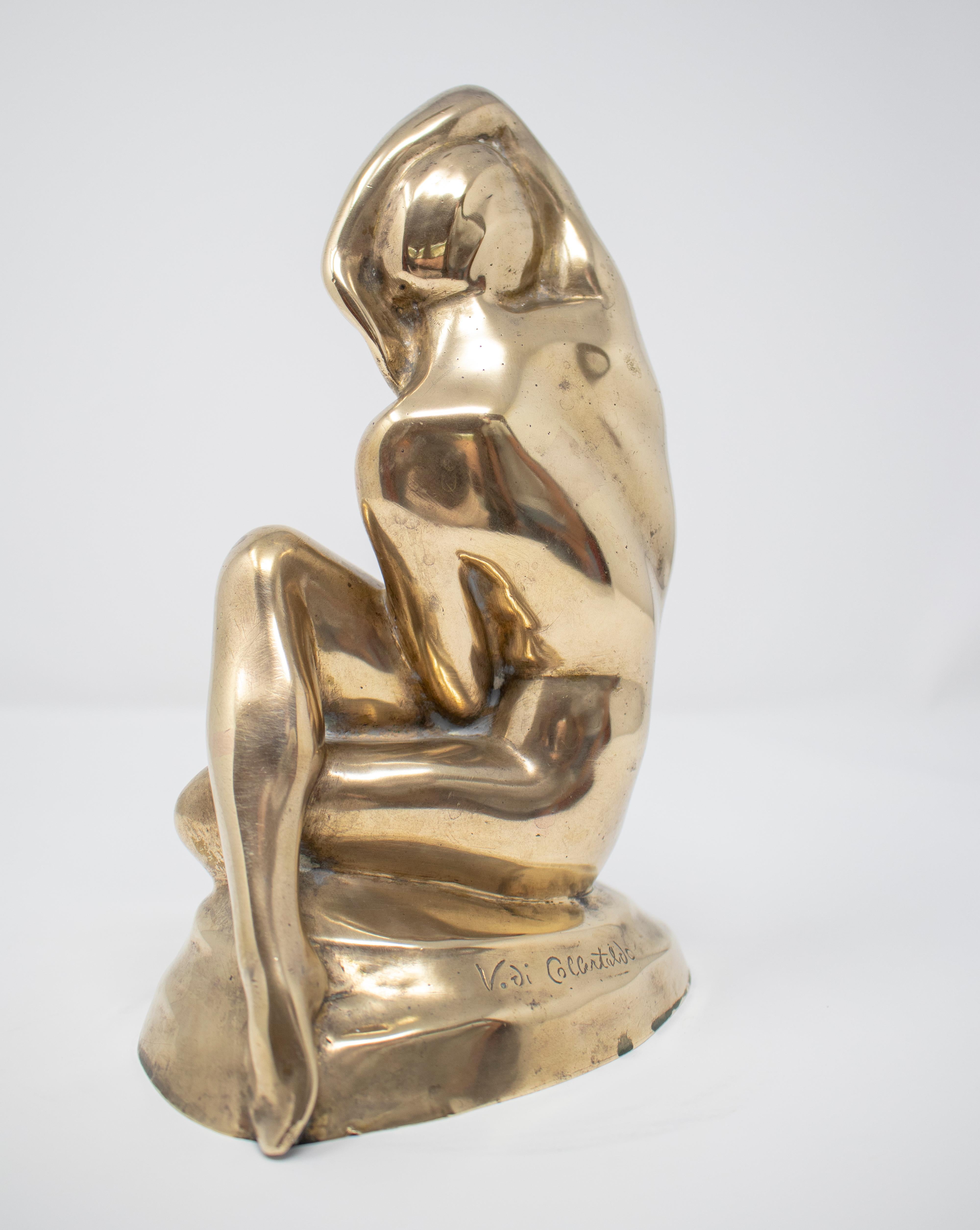 Vodi Colcertaldo Signed Female Art Deco Bronze Figure Sculpture In Good Condition In Marbella, ES