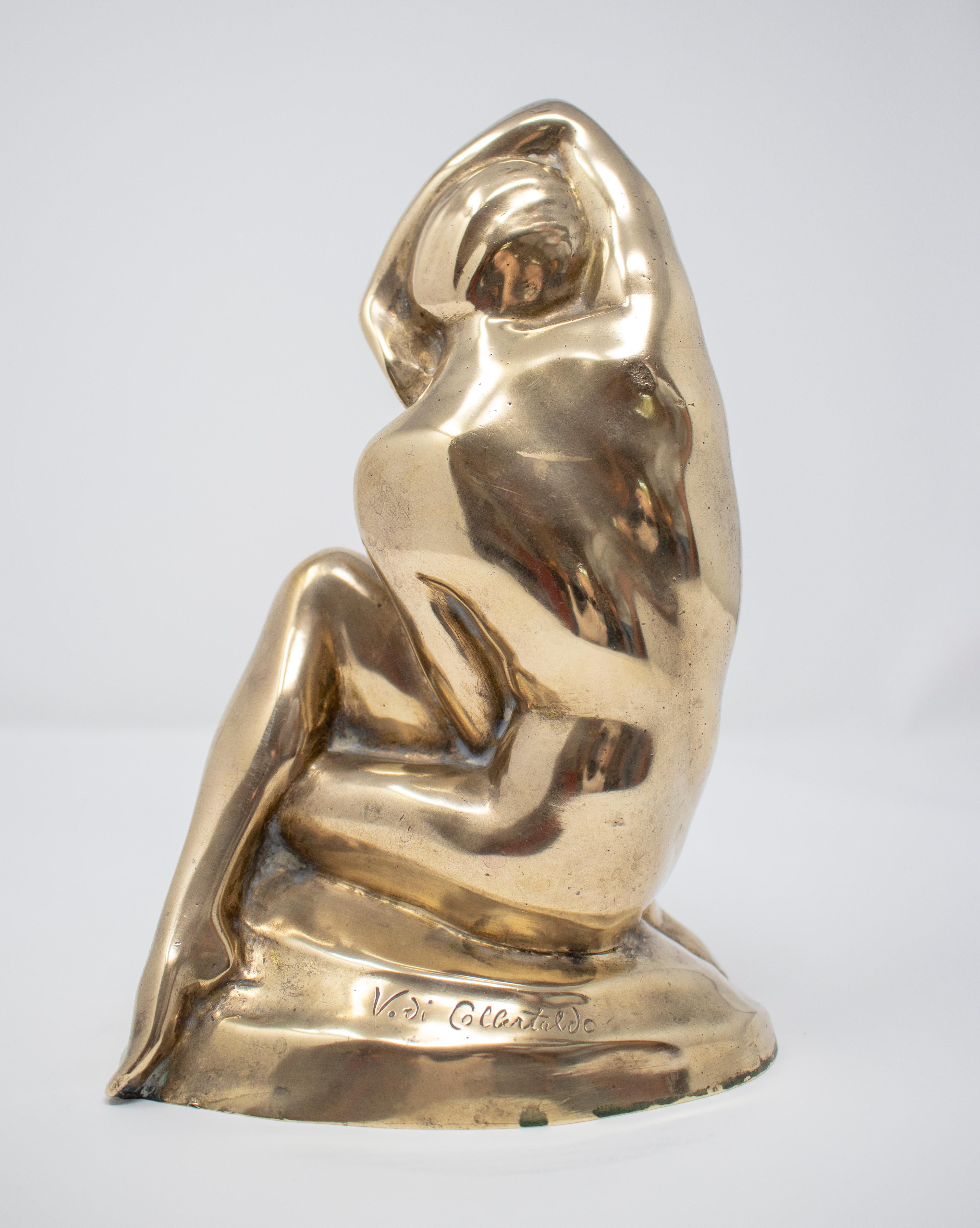 20th Century Vodi Colcertaldo Signed Female Art Deco Bronze Figure Sculpture