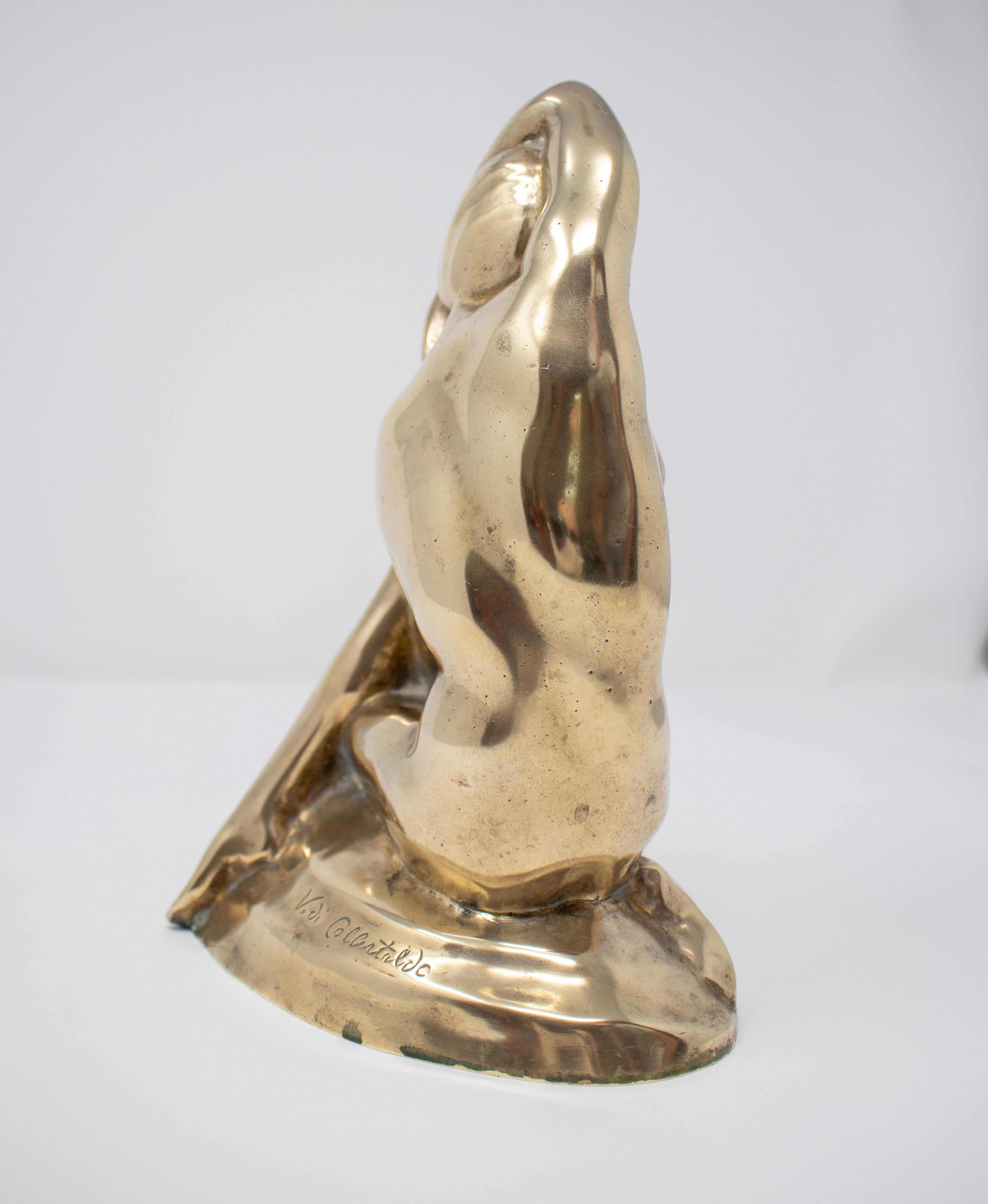 Vodi Colcertaldo Signed Female Art Deco Bronze Figure Sculpture 1
