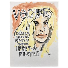 Vogue Magazine  Cover #1 Watercolor fashion illustration on archive paper.