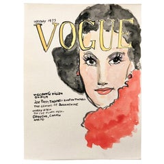 Vogue, Magazine Cover #2. Watercolor Color Fashion Illustration on Paper.
