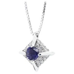 Vogue Ausgezeichneter Diamant Blauer Saphir Cosmic 18K Weißgold Hergestellt in Italien Anhänger