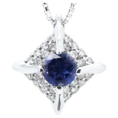 Vogue Awarded Diamond Blue Sapphire Cosmic 18K white Gold Made in Italy  Pendant