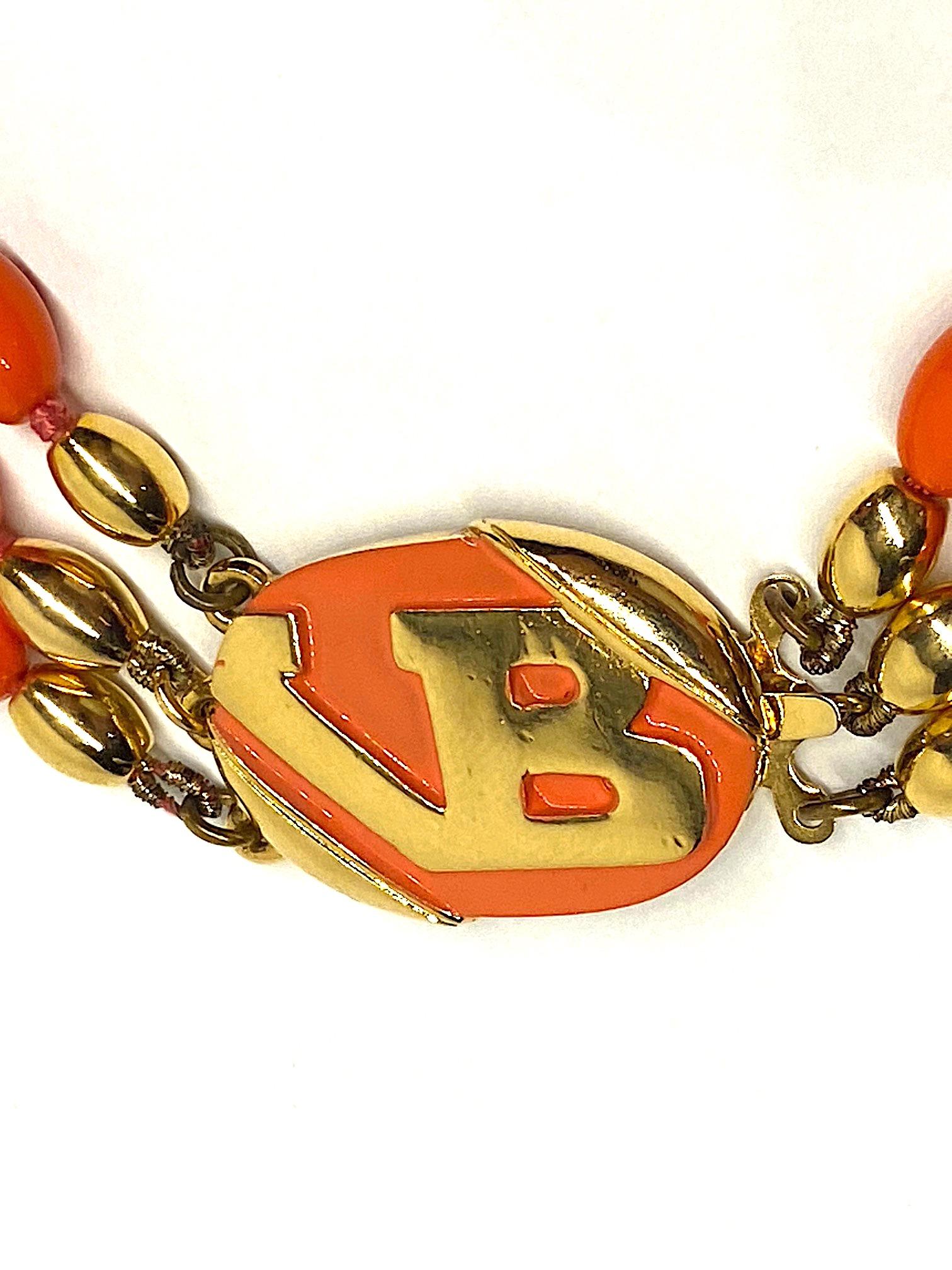 Vogue Bijoux 1970/80s Three Strand Enamel Bead Necklace In Good Condition In New York, NY