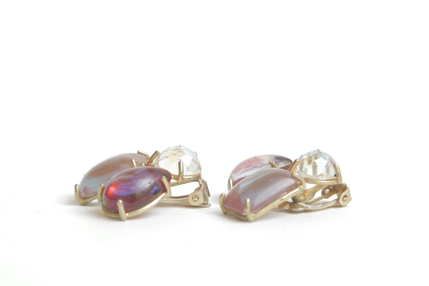  Boucles d'oreilles à clip en cristal de Boris Aurealis par Vogue  Bon état - En vente à North Miami, FL