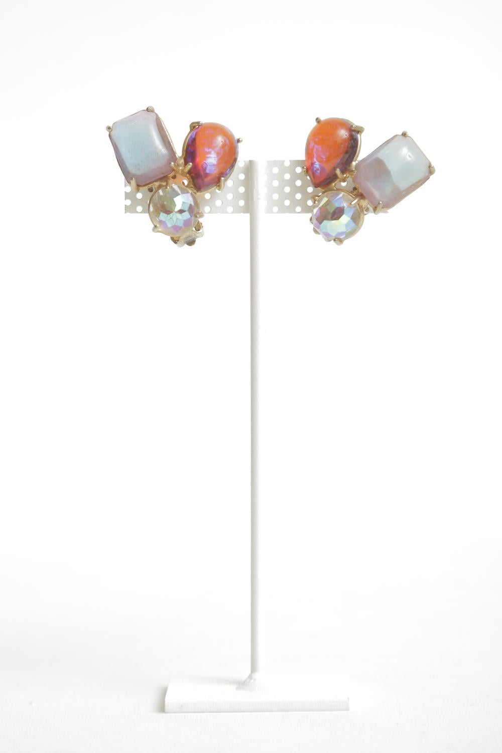 Women's  Boris Aurealis Vintage Crystal Clip On Earrings by Vogue  For Sale