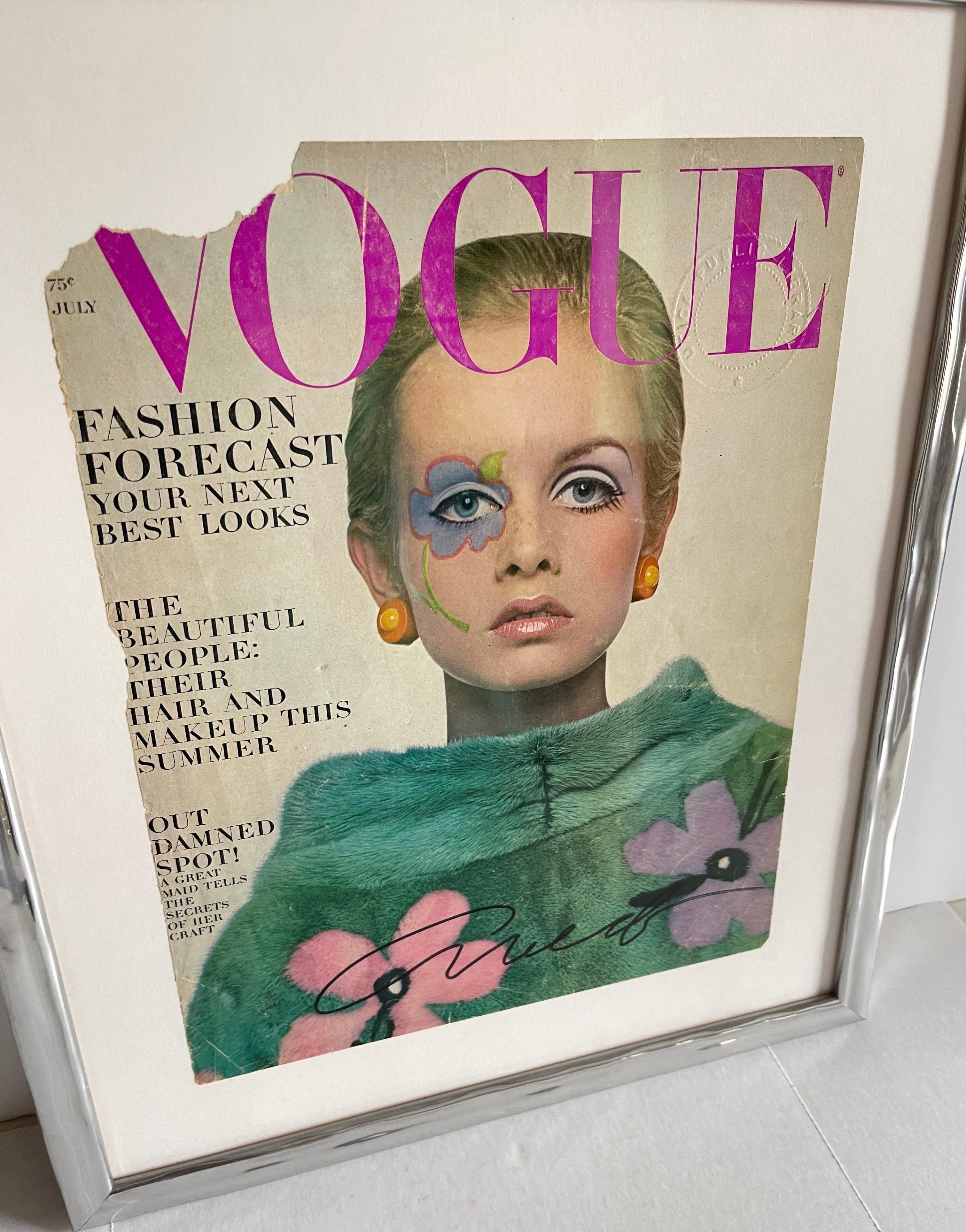 Hollywood Regency Vogue July 1967 Twiggy Cover Signed by Richard Avedon