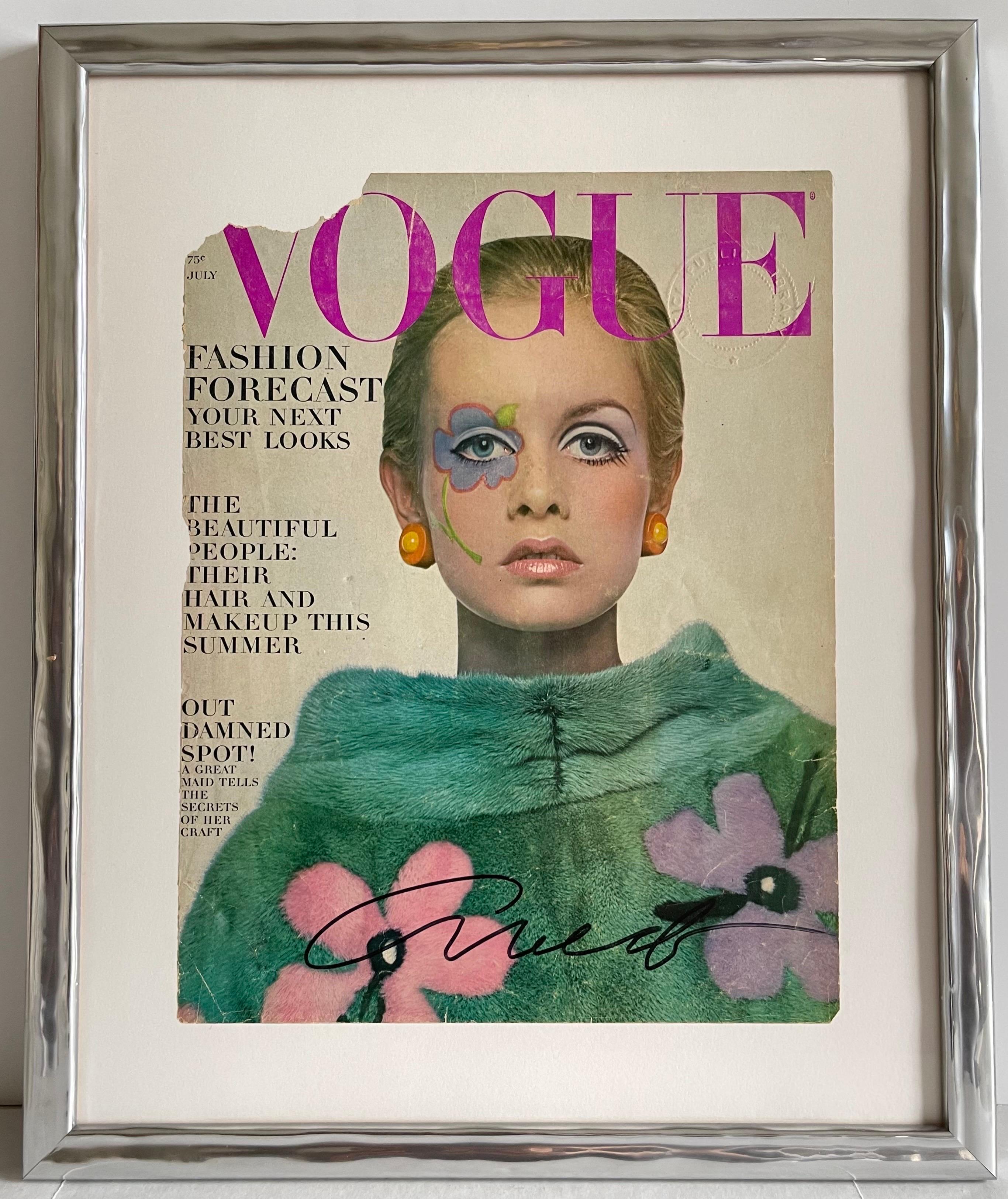 Glass Vogue July 1967 Twiggy Cover Signed by Richard Avedon