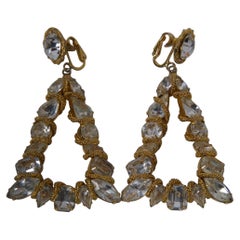 Boucles d'oreilles pendantes en or et cristal Vogue