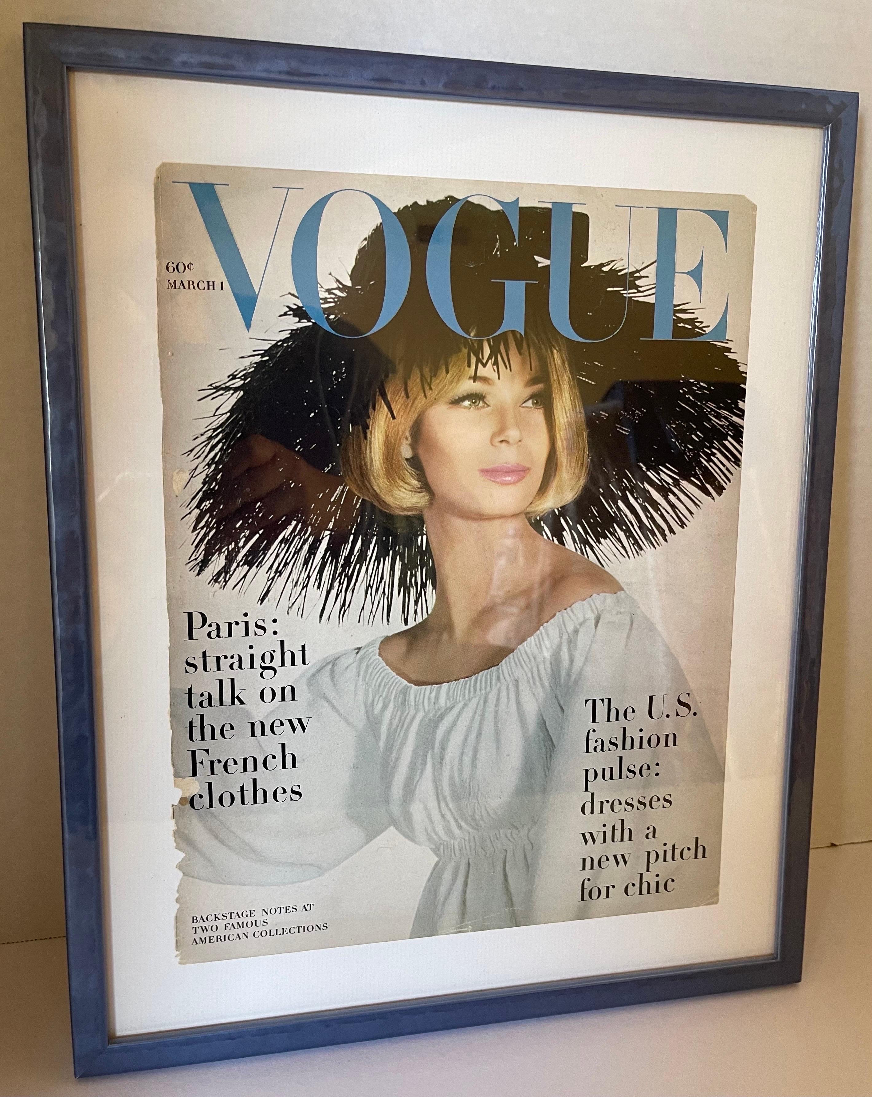 American Vogue Magazine March 1963 Framed Cover For Sale