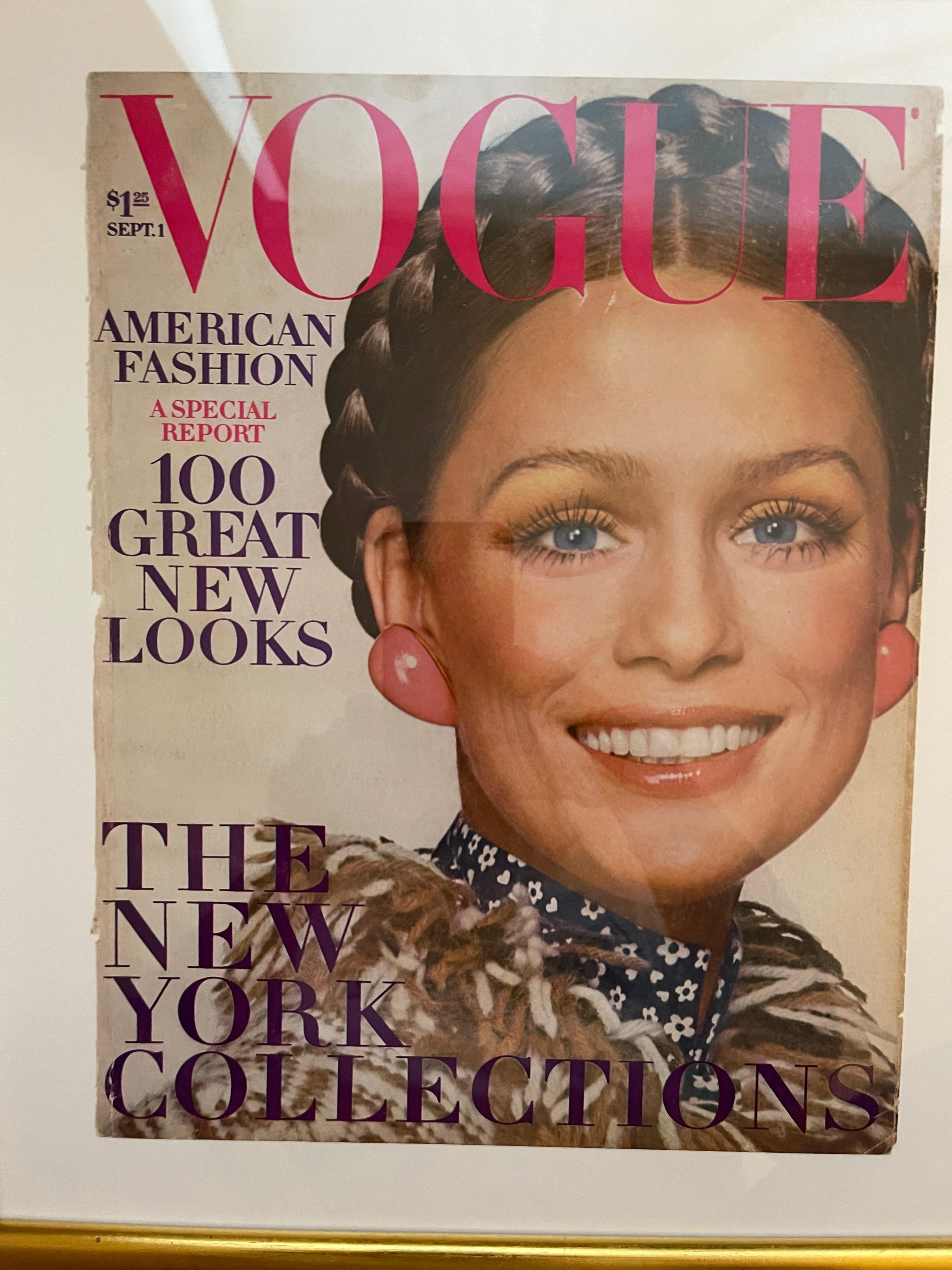 Américain Vogue Magazine septembre 1970 encadré Lauren Hutton