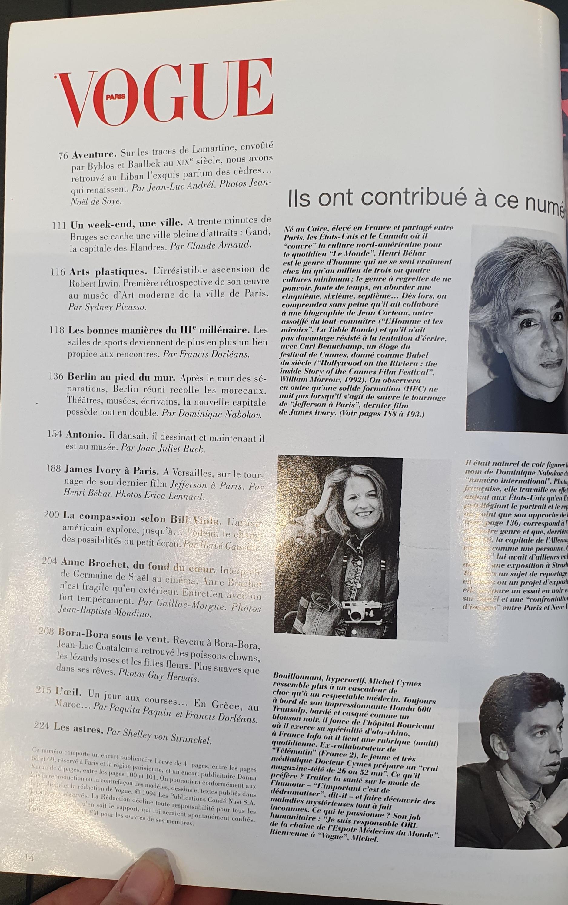 Vogue Paris magazine oktober 1994 finales del siglo XX en venta