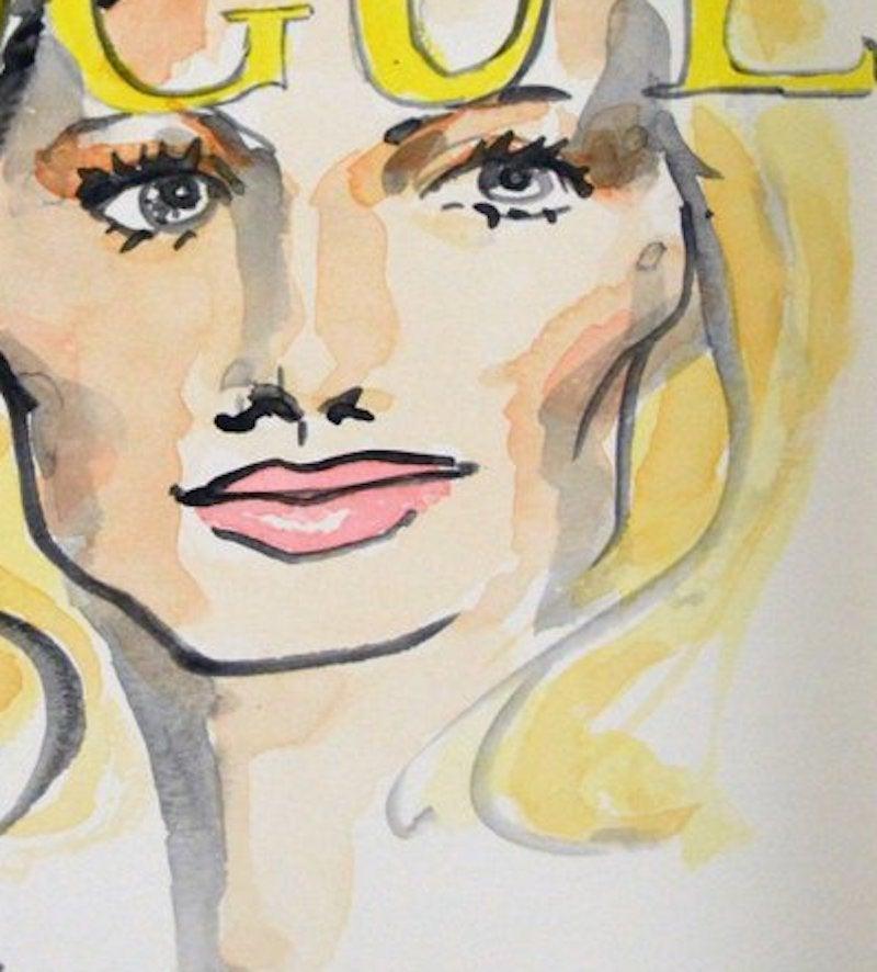 Vogue Paris by Manuel Santelices
Dimensions: 12 in. H x 9 in. W 
Watercolor and archival paper
2016
Unframed 
   
Manuel Santelices explores the world of fashion, society and pop culture through his illustrations. A Chilean artist and journalist