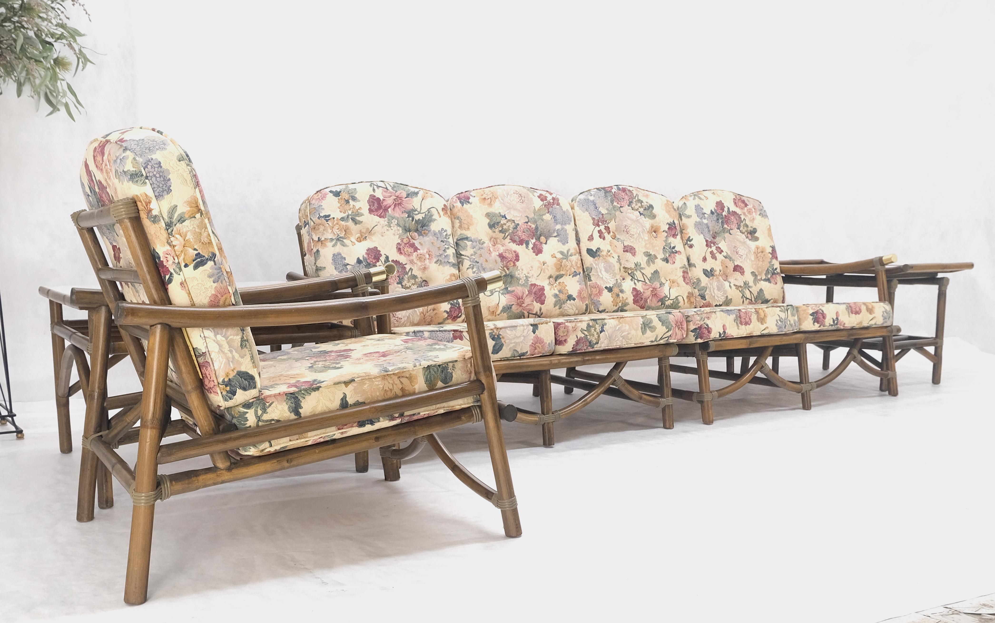 Vogue Rattan Bamboo c1970s Canapé Chaise assortie Paire de tables de bout 5 Pcs Set Mint !
causeuses : 31 