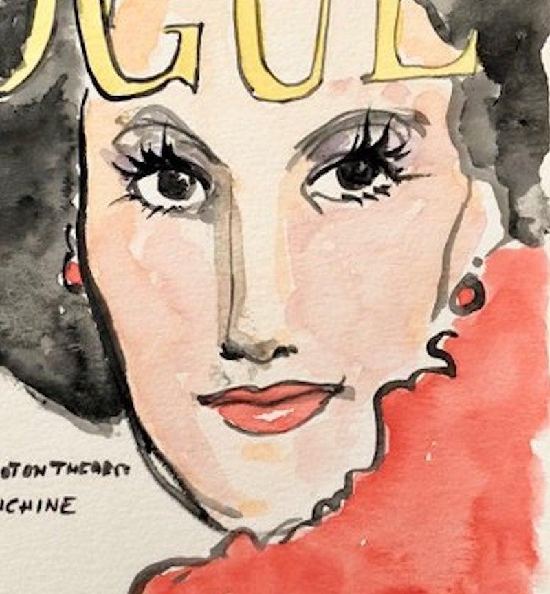 American Vogue 3 & Vogue 2,  Fashion Magazine Covers. Watercolors Paintings on Paper For Sale