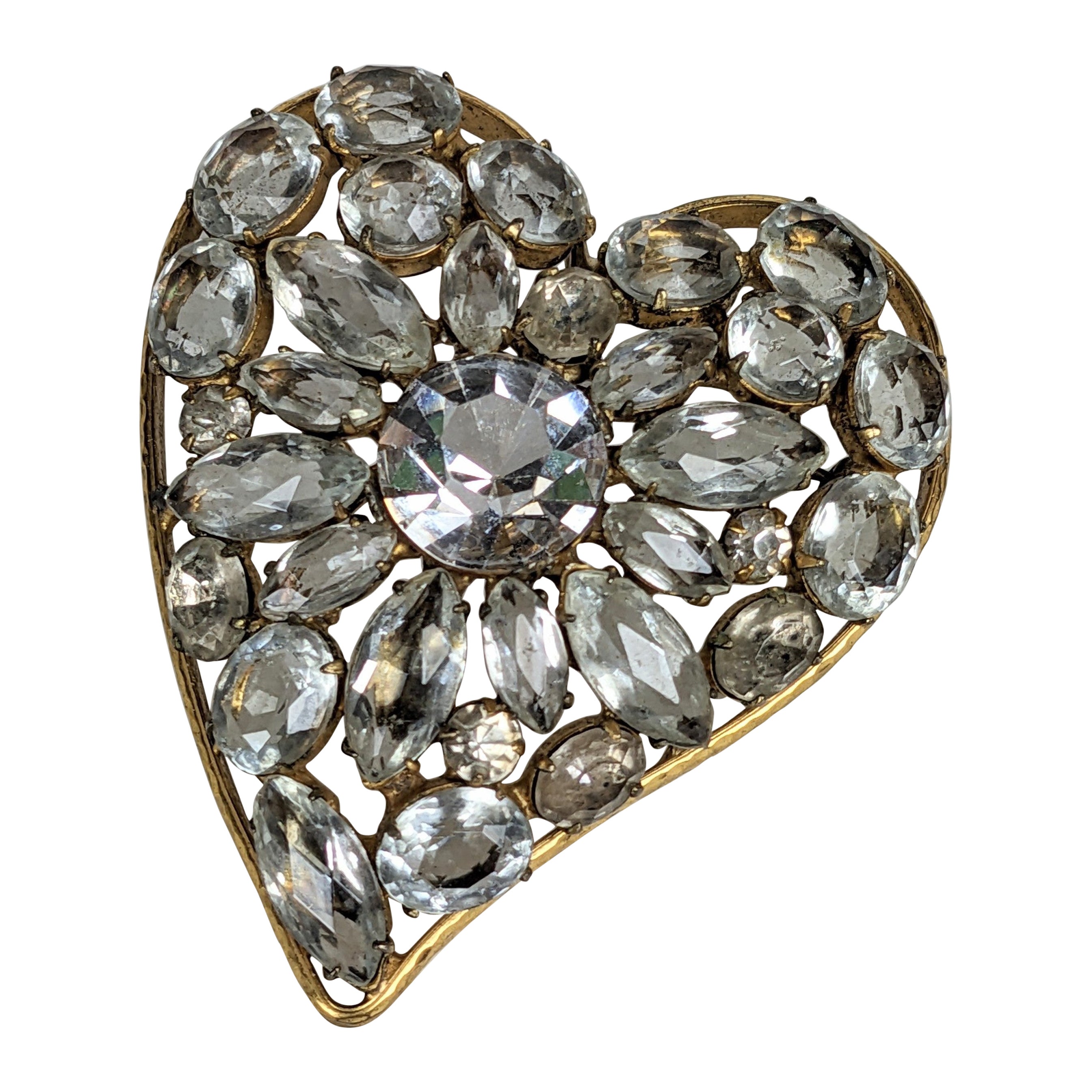 Cuore di cristallo retrò Vogue in Sterling Vermeil