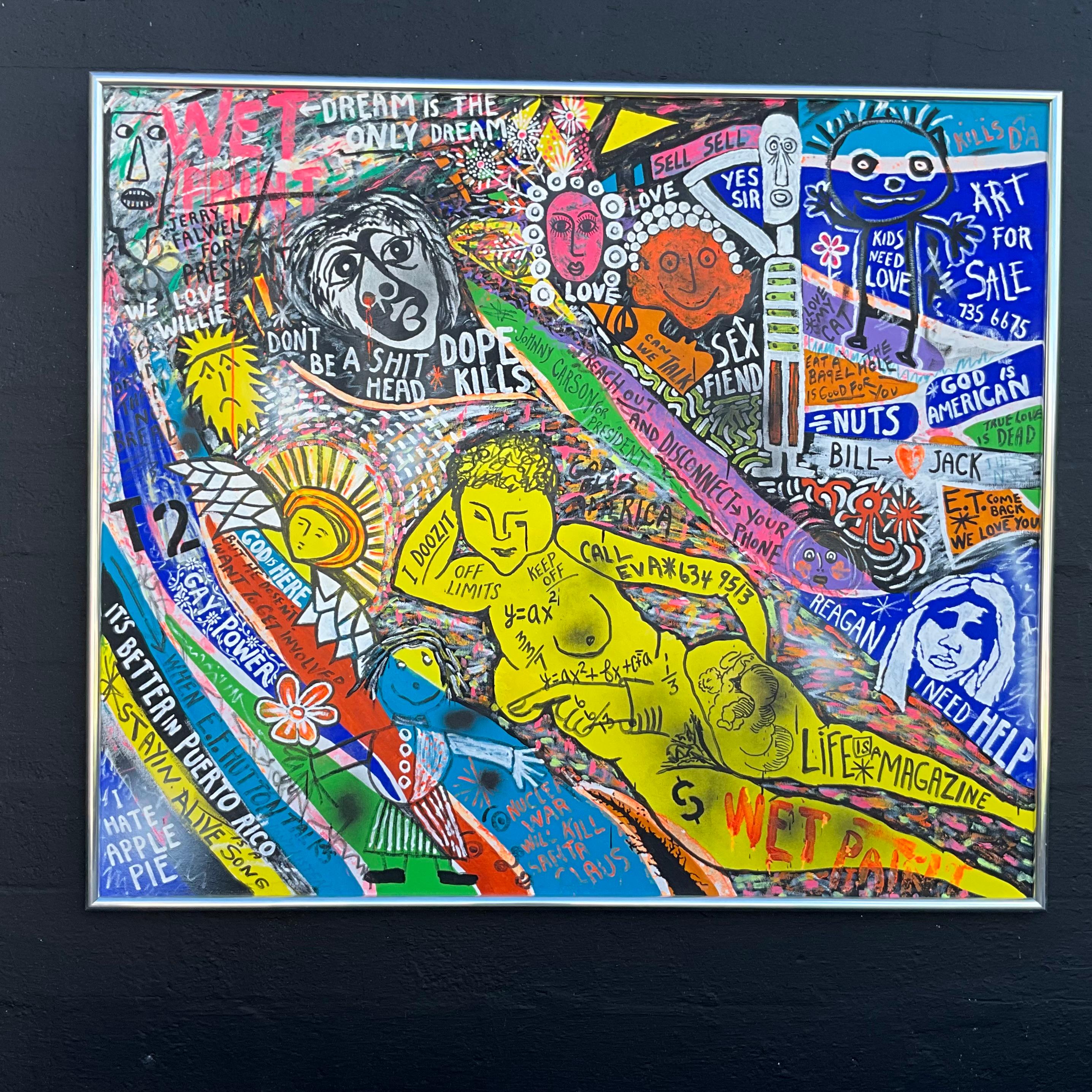 American Voices of a Generation: Solomon's Graffiti Muse Oil on Canvas 1982 For Sale
