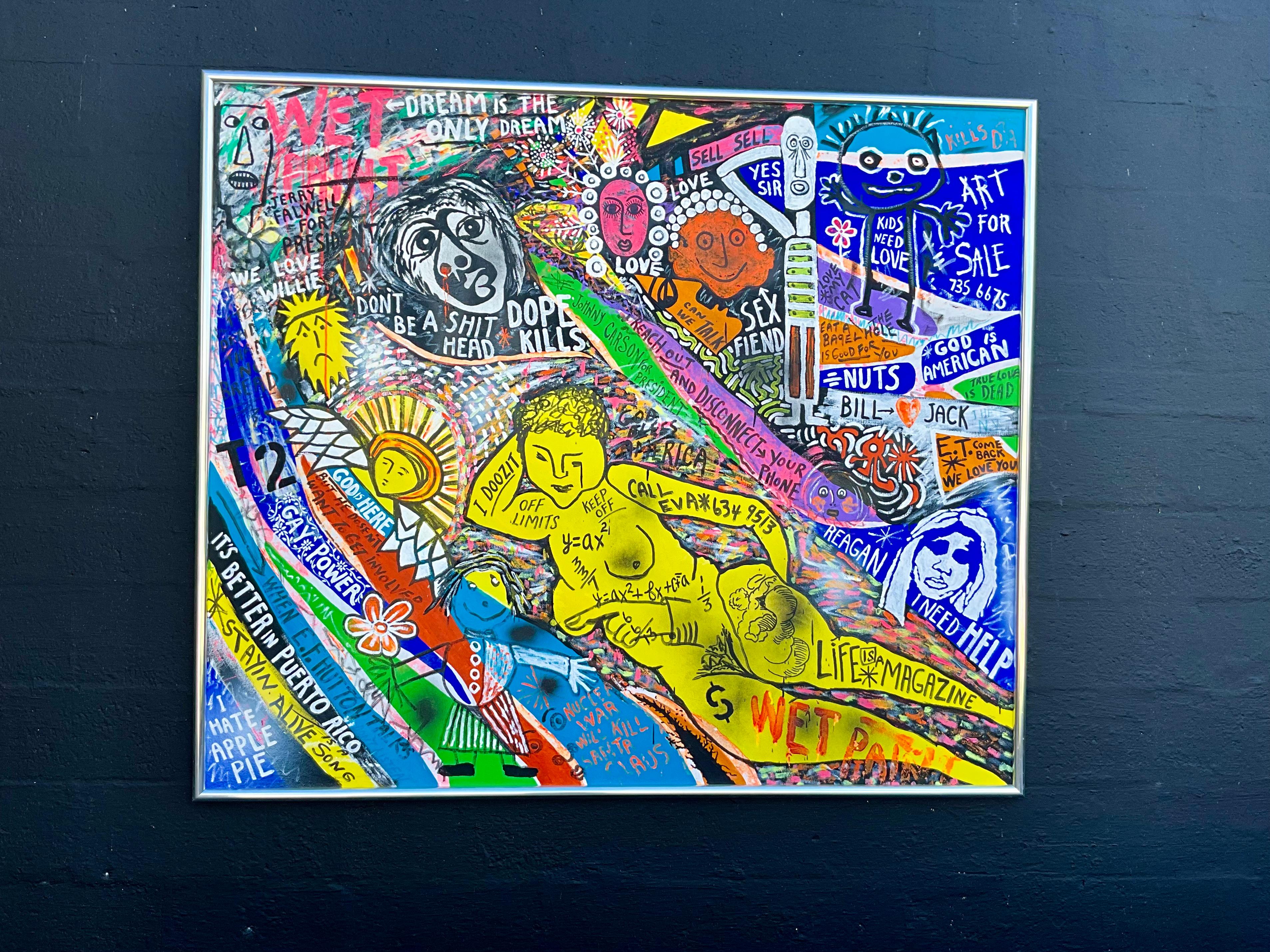 Late 20th Century Voices of a Generation: Solomon's Graffiti Muse Oil on Canvas 1982 For Sale