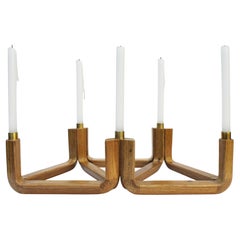 Void candelabra - 5 candles (wood and brass candelabra)