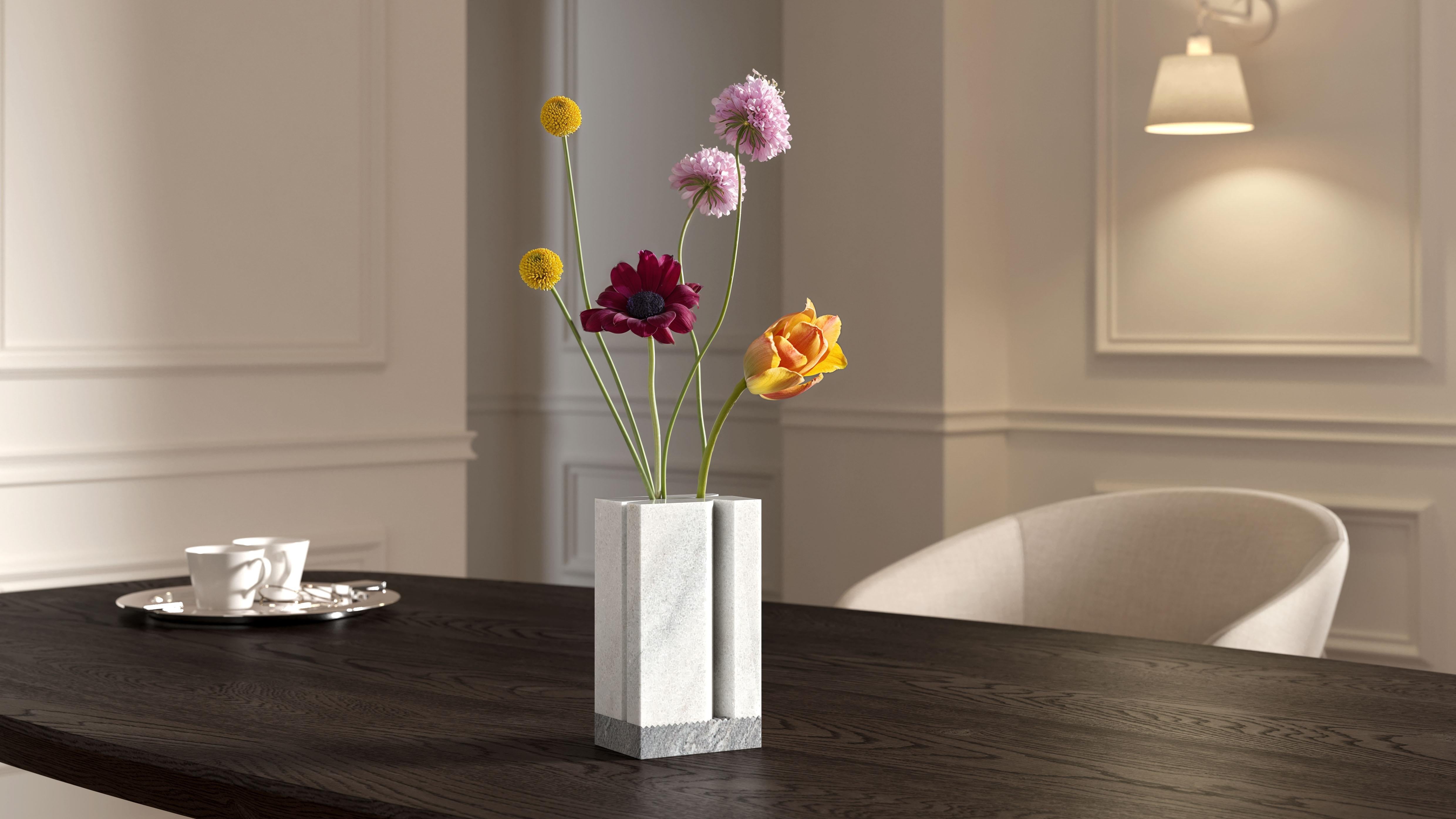 Contemporain Vase Void - Vase modulaire en marbre Cristallina en vente