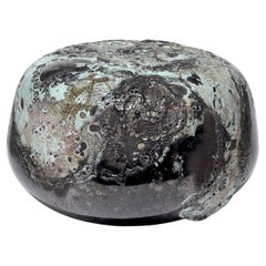 Voir in Jade, dark grey & celadon textured glass sculpture by Morten klitgaard