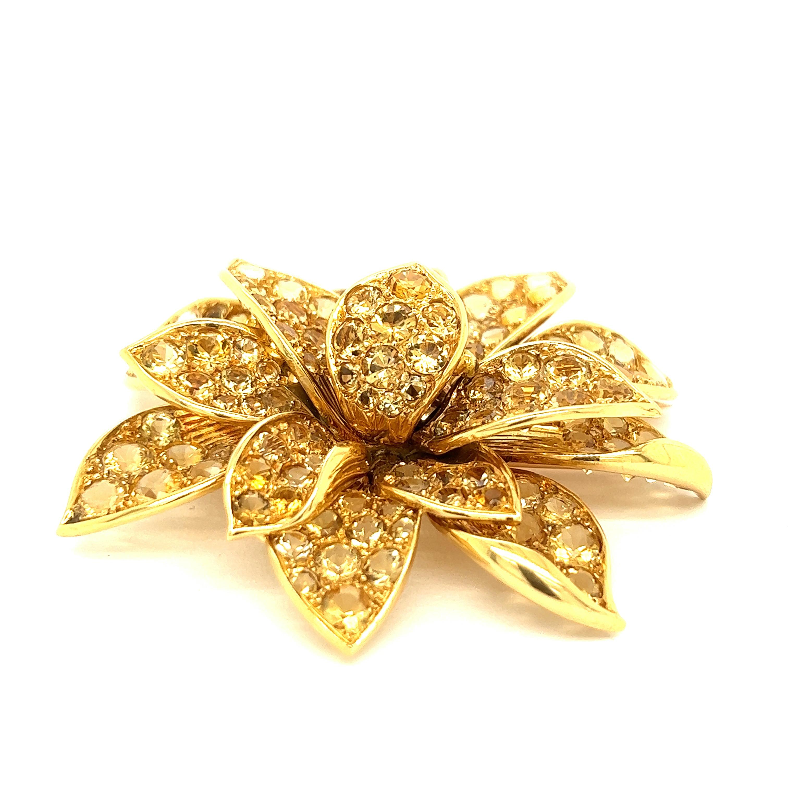 Voirin Sonrel for René Boivin Heliodor Yellow Gold Brooch In Excellent Condition For Sale In New York, NY
