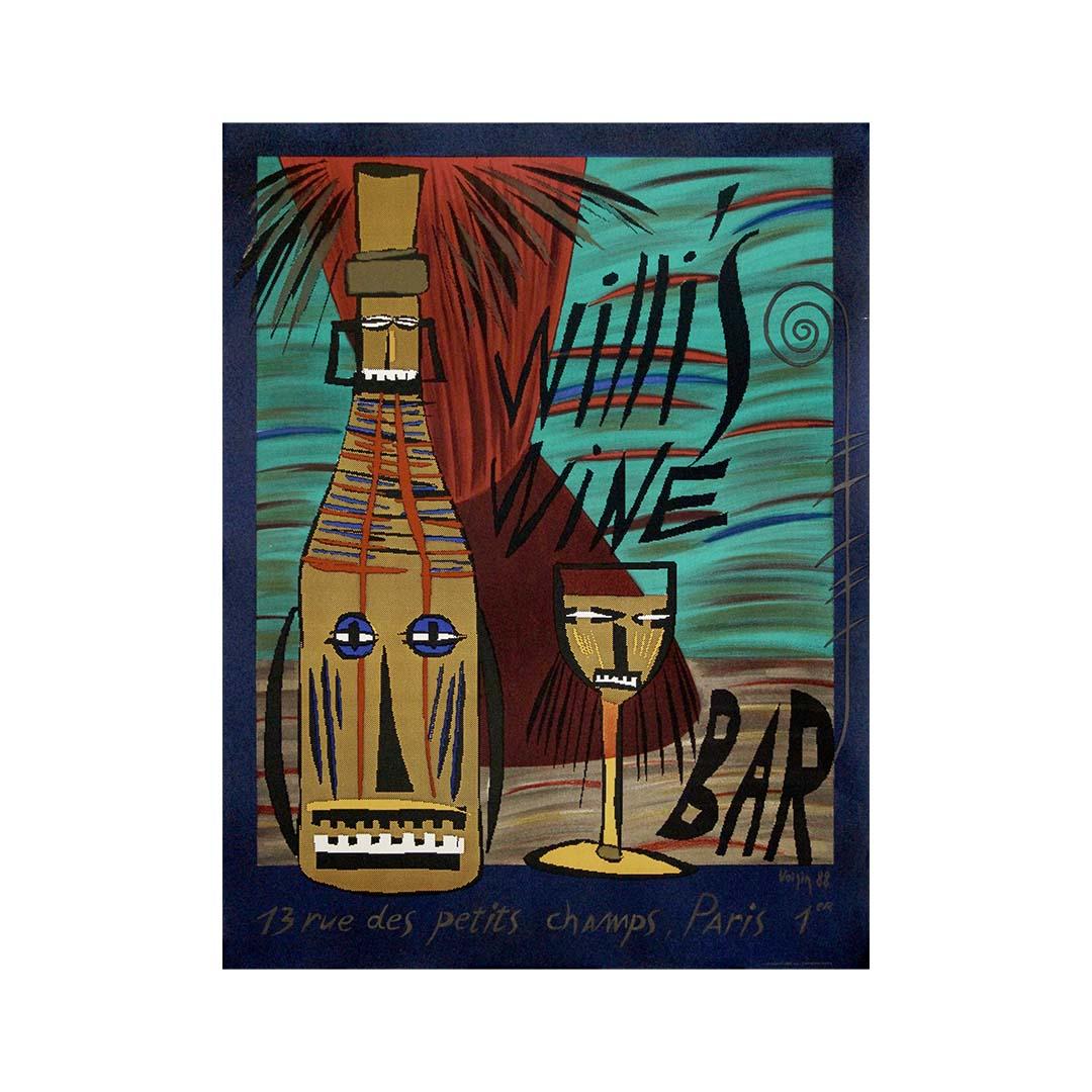 Affiche originale de 1988 par Voisin pour le légendaire Willy's Wine Bar à Paris en vente 1