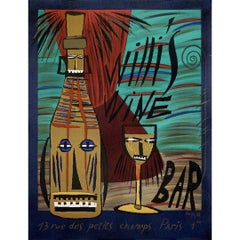Original 1988 poster by Voisin for the legendary Willi’s Wine Bar in Paris