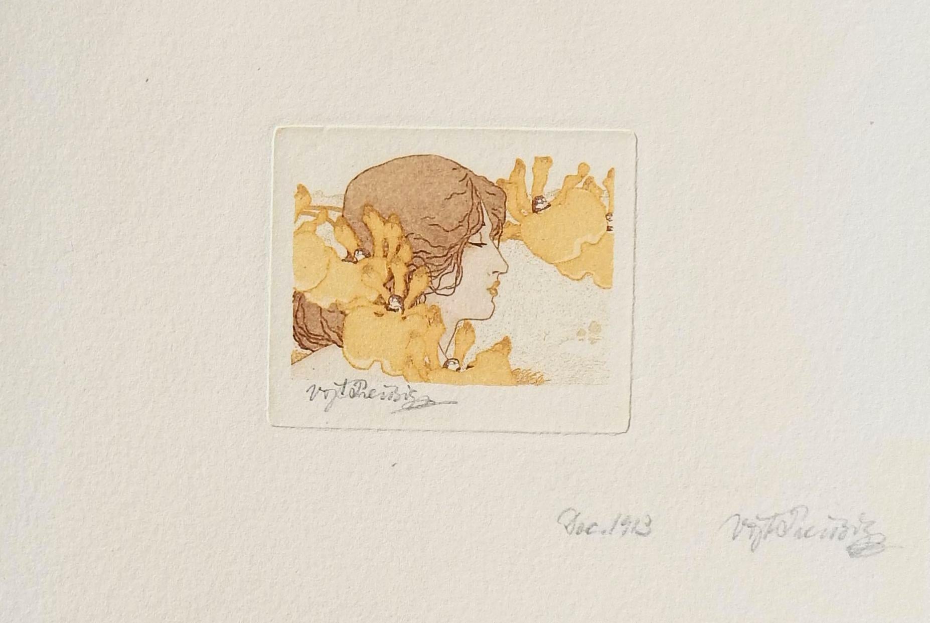 Vojtech Preissig American/Czech Artist - Art Nouveau Etching Orchid Series For Sale 1