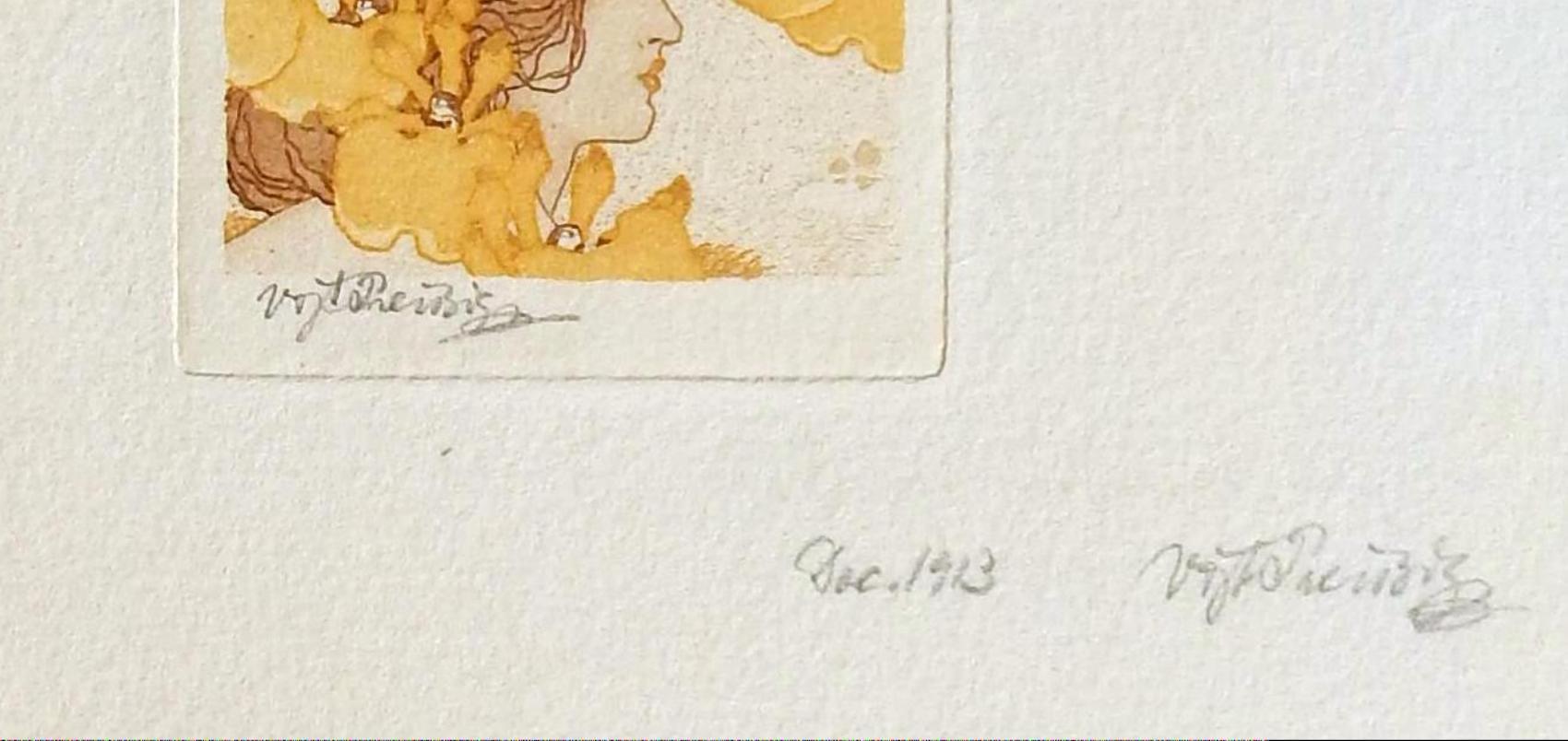 Vojtech Preissig American/Czech Artist - Art Nouveau Etching Orchid Series For Sale 3