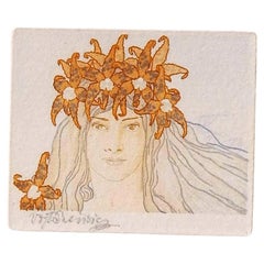 Vojtech Preissig Artista americano/ceco - Serie di acqueforti in stile liberty - Orchidee