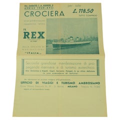 Volantino pubblicitario di una crociera a bordo del REX dal 1 al 3 Aprile 1939