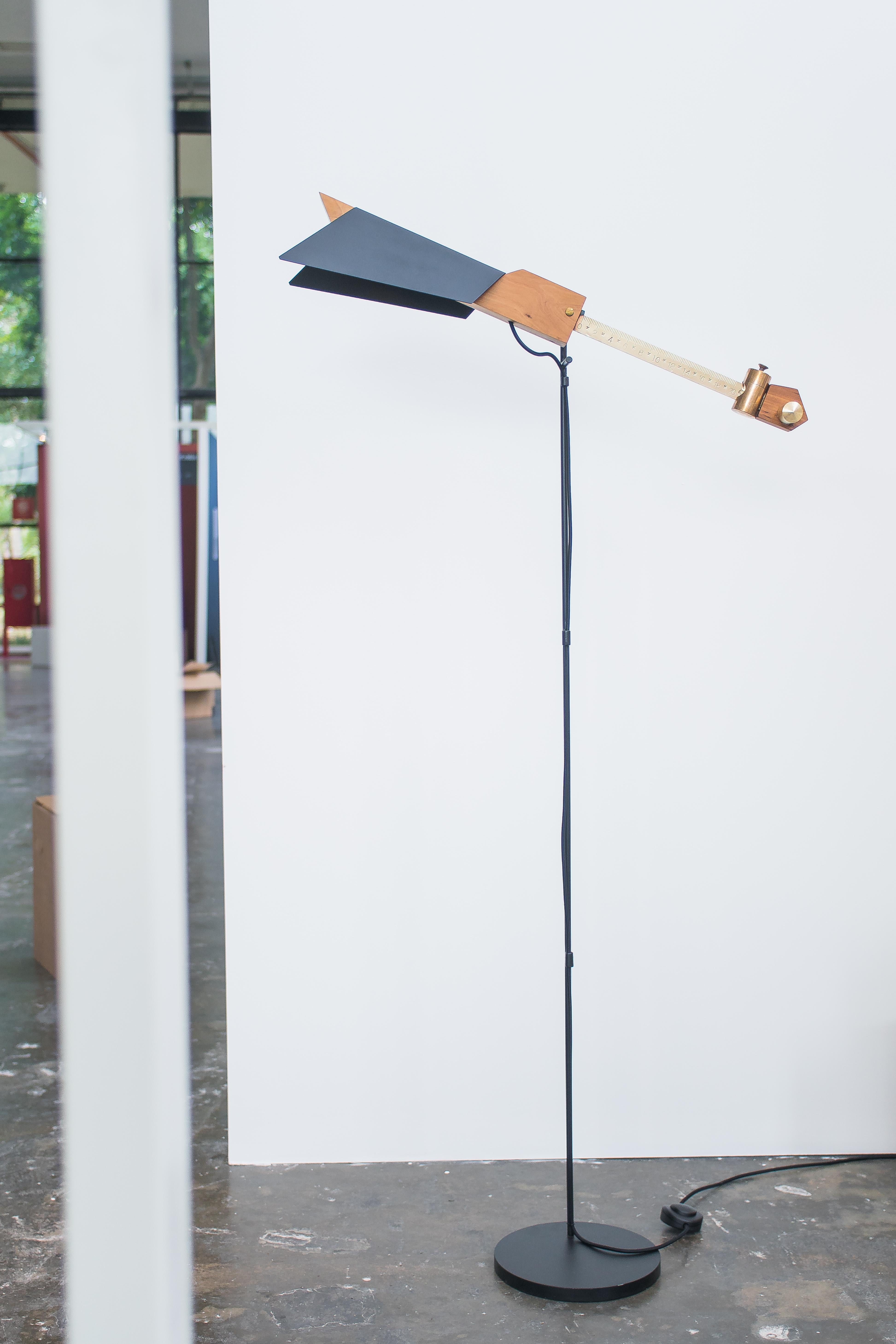 Volare floor lamp by Caio Superchi
Dimensions: D 75 x W 30 x H 145 cm 
Materials: Bronze, Wood, Metal
Limited edition of 3 + AP.

All our lamps can be wired according to each country. If sold to the USA it will be wired for the USA for