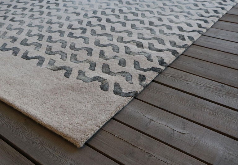 Contemporary Patterned New Zealand Wool Rug by Deanna Comellini 200x300