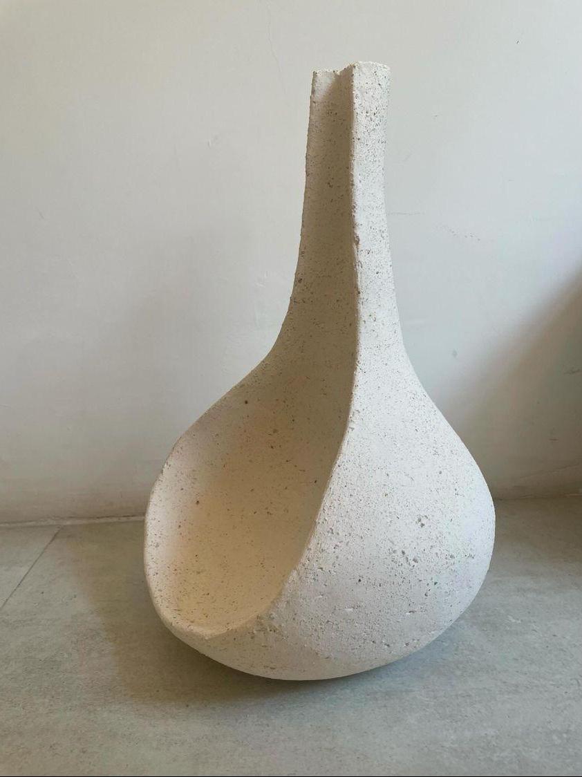 Argentine Volcan White Ceramic Vessel, Vase, Sculpture by Airedelsur For Sale