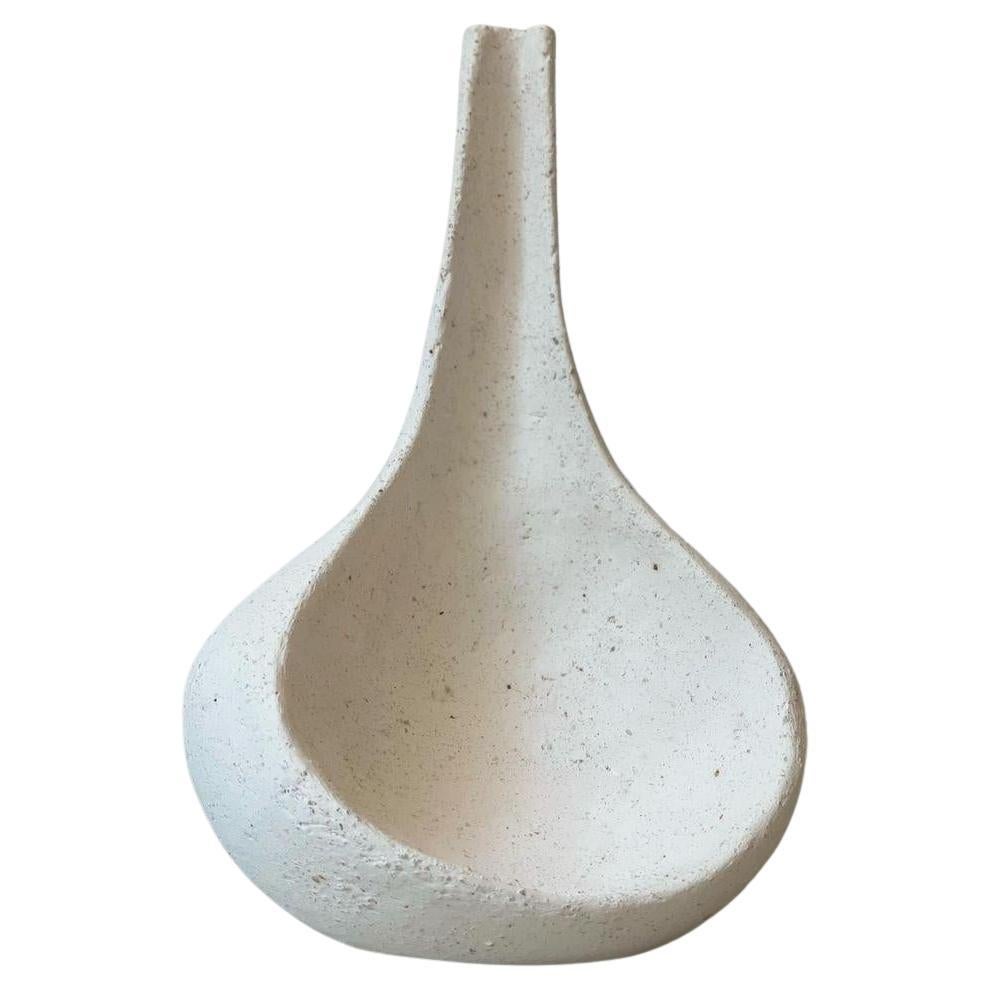 Volcan White Ceramic Vessel, Vase, Sculpture by Airedelsur For Sale