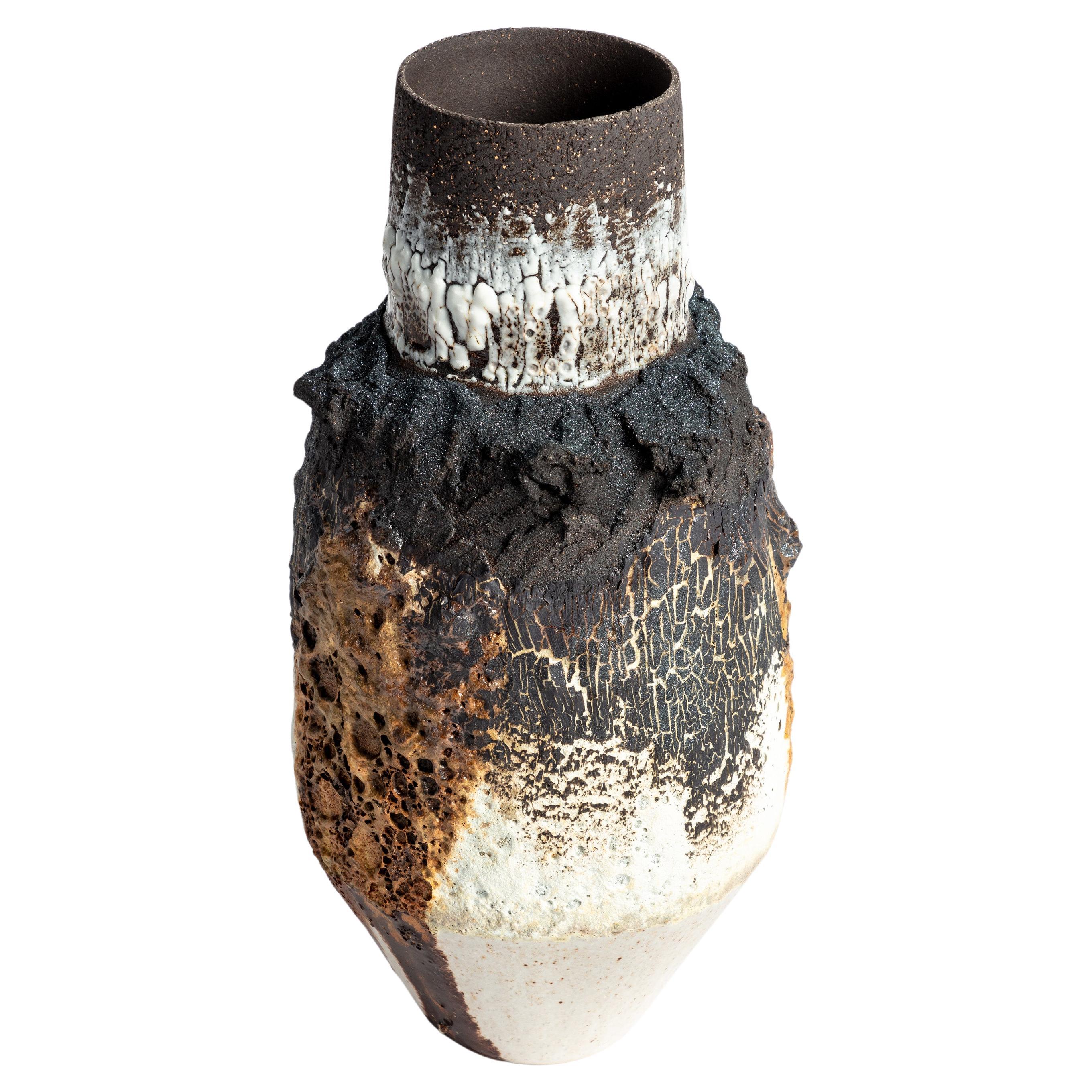 volcanic and black clay textured vase