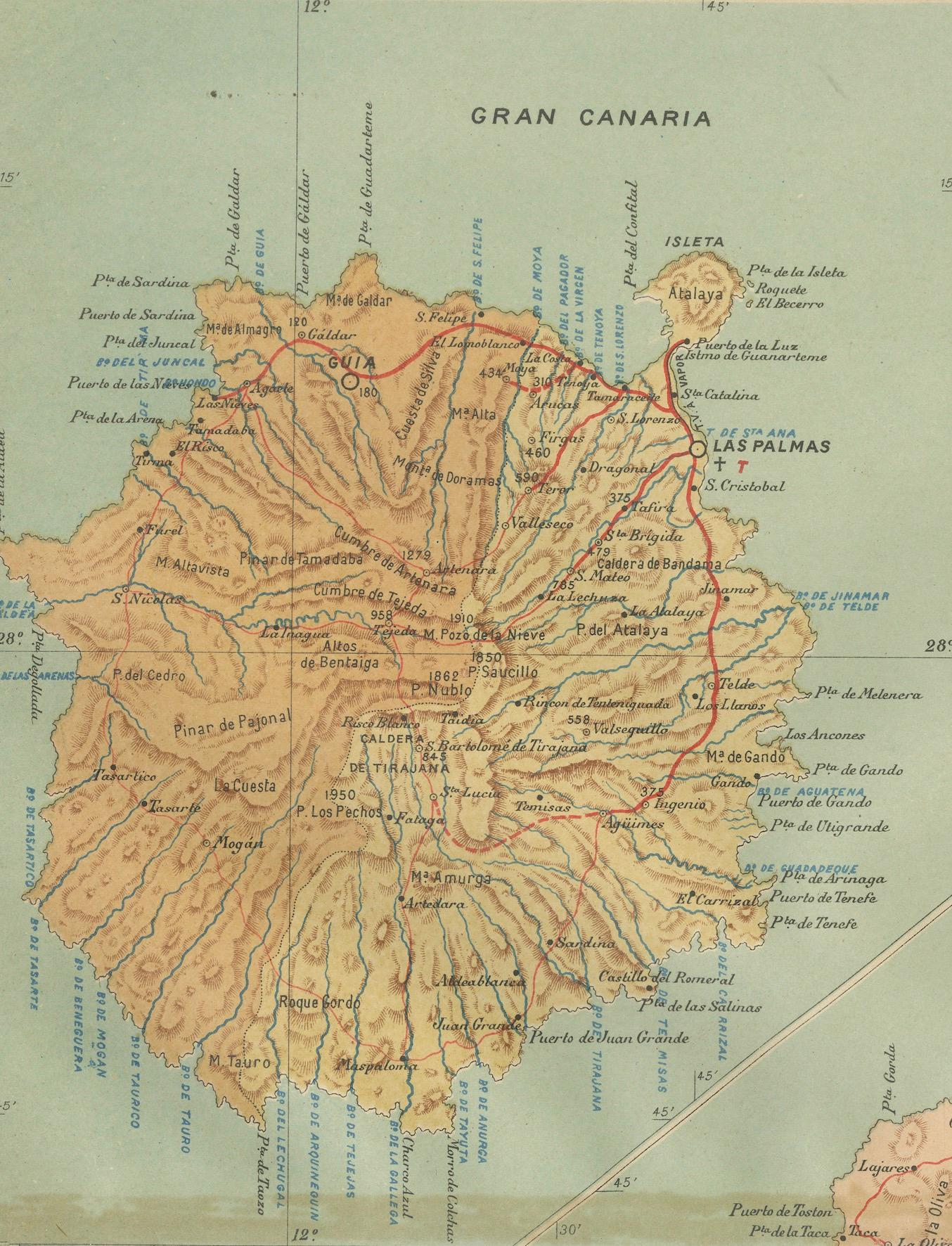 Paper Volcanic Eden: The Canary Islands’ Tapestry of Land and Sea in 1902 For Sale