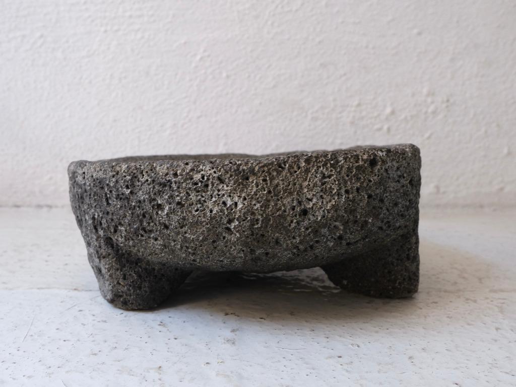 Hand-Carved Volcanic Mortar with Round Pestle from Mexico, Circa Early 20th Century