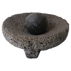Antique Volcanic Mortar with Round Pestle from Mexico, Circa Early 20th Century