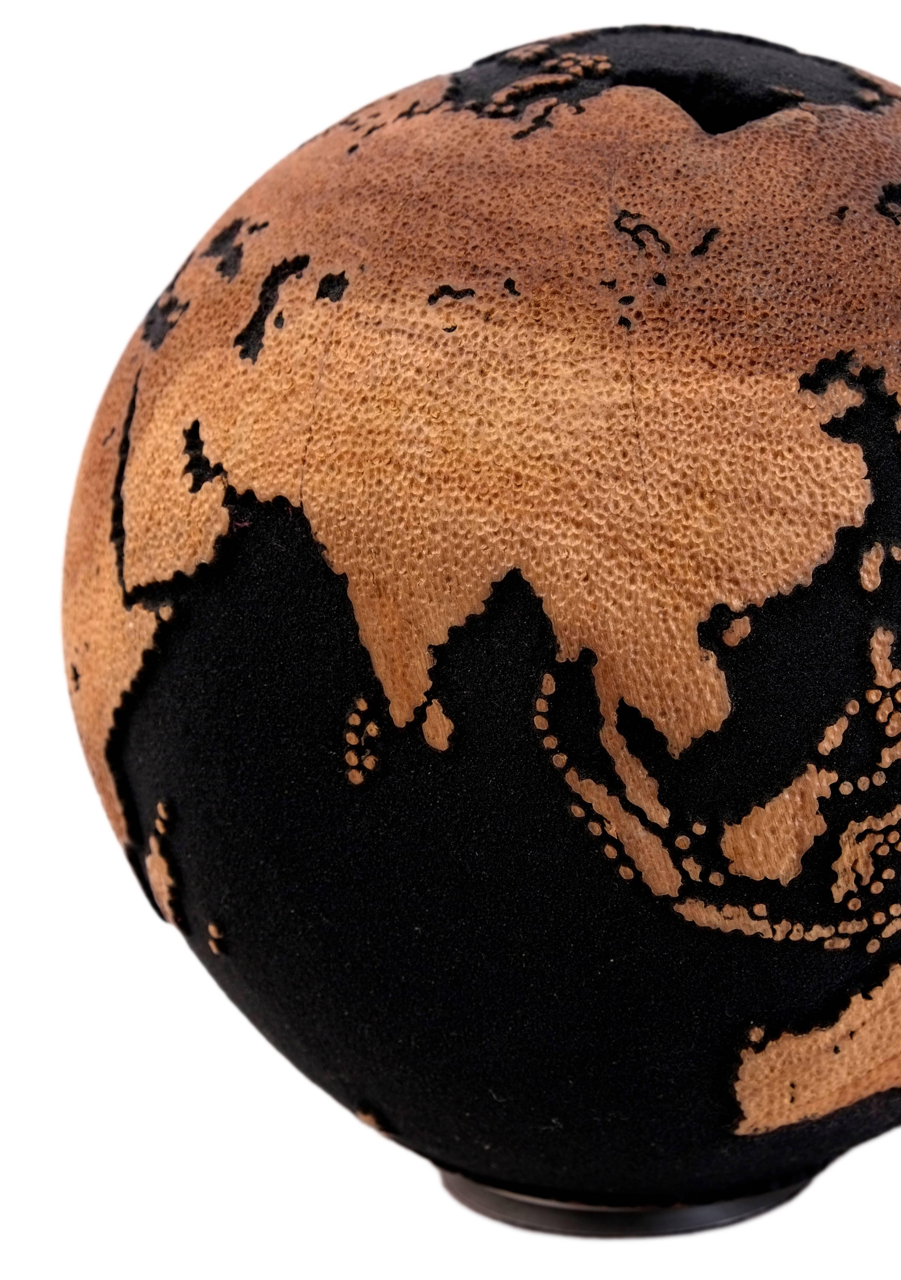 Organic Modern Volcanic Sand Globe with Hammered Skin Textured Continents, 25 cm, Saturday Sale For Sale