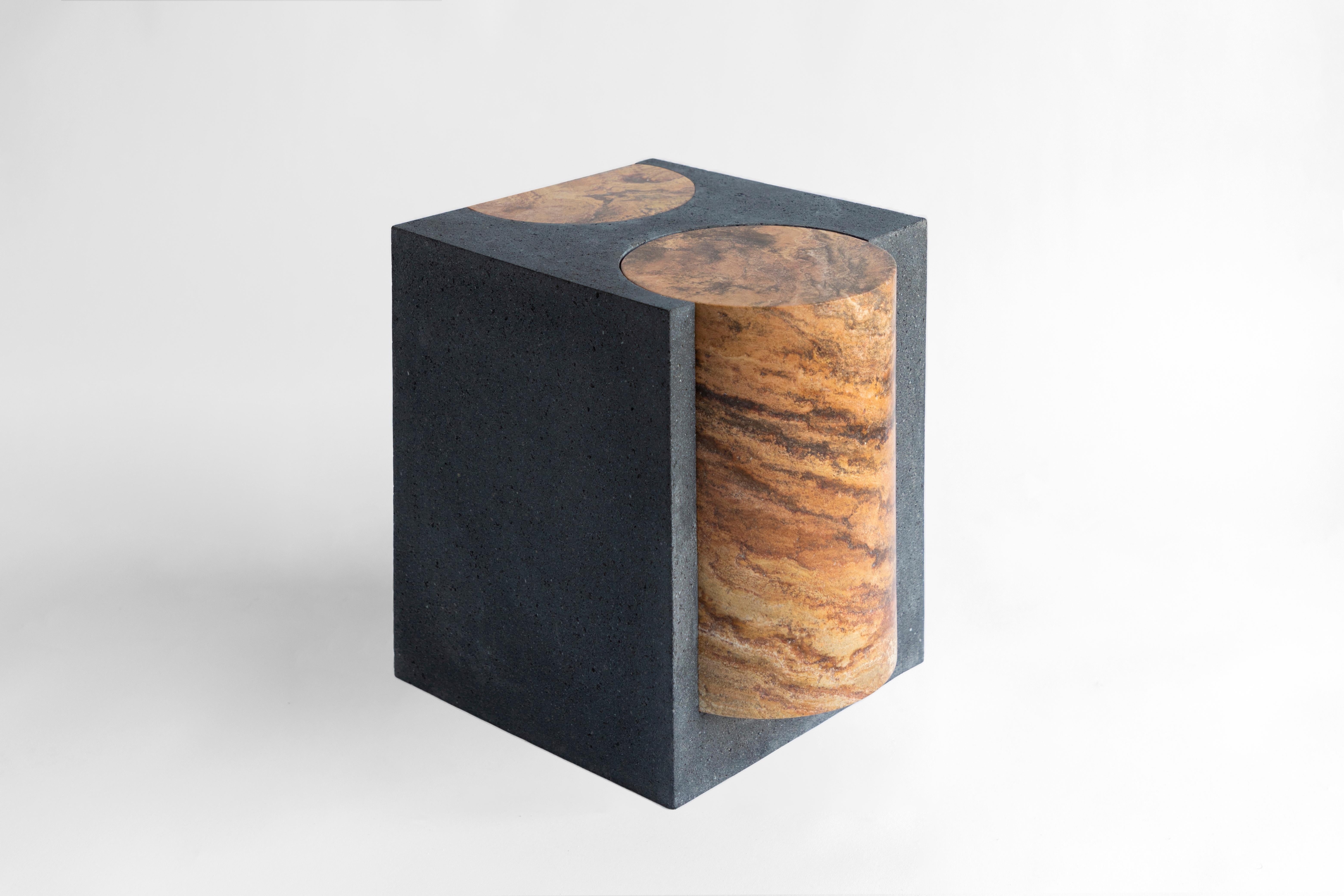 Stone Volcanic Shade I Stool/Table by Sten Studio, Represented by Tuleste Factory