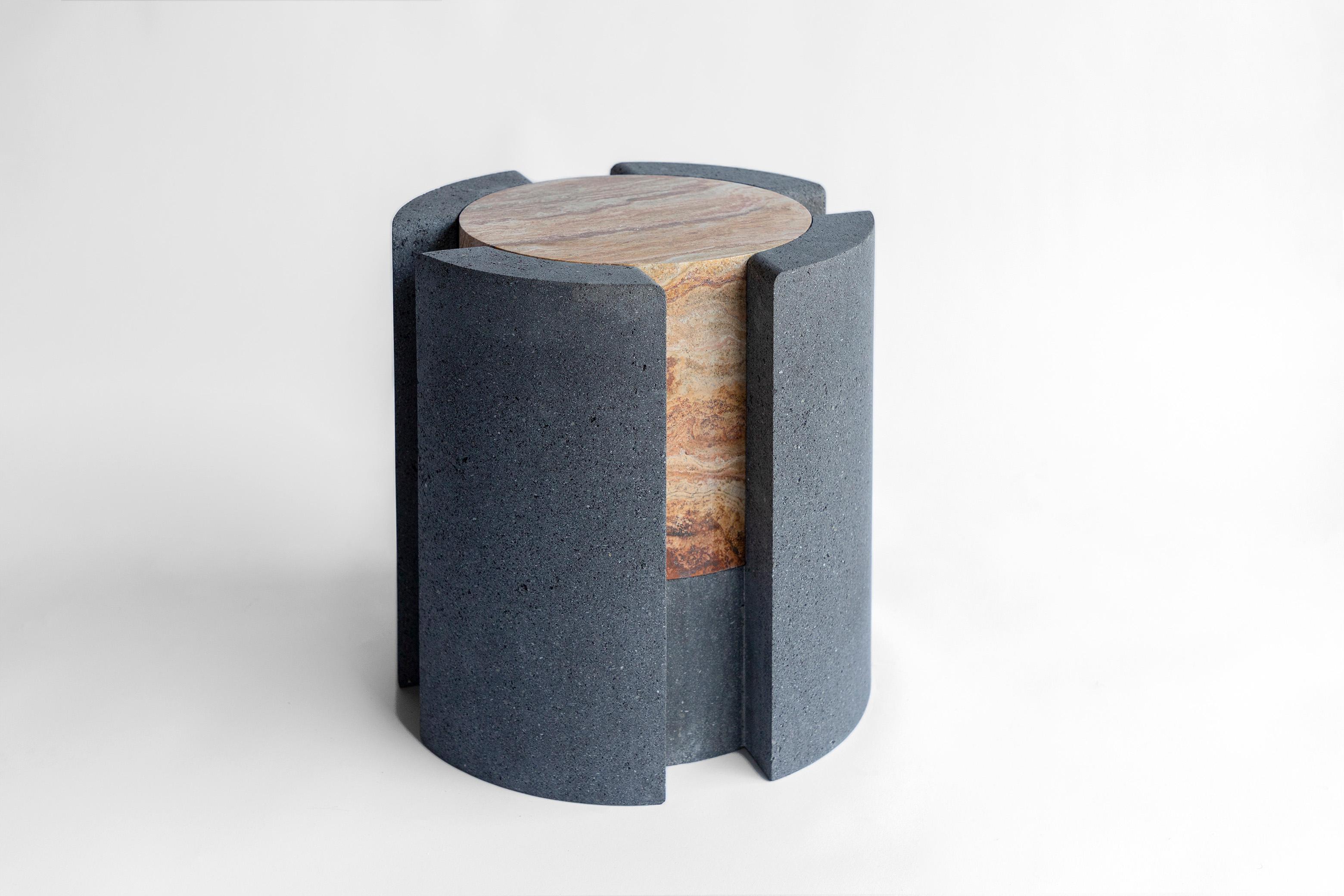 Stone Volcanic Shade III Stool/Table by Sten Studio, Represented by Tuleste Factory