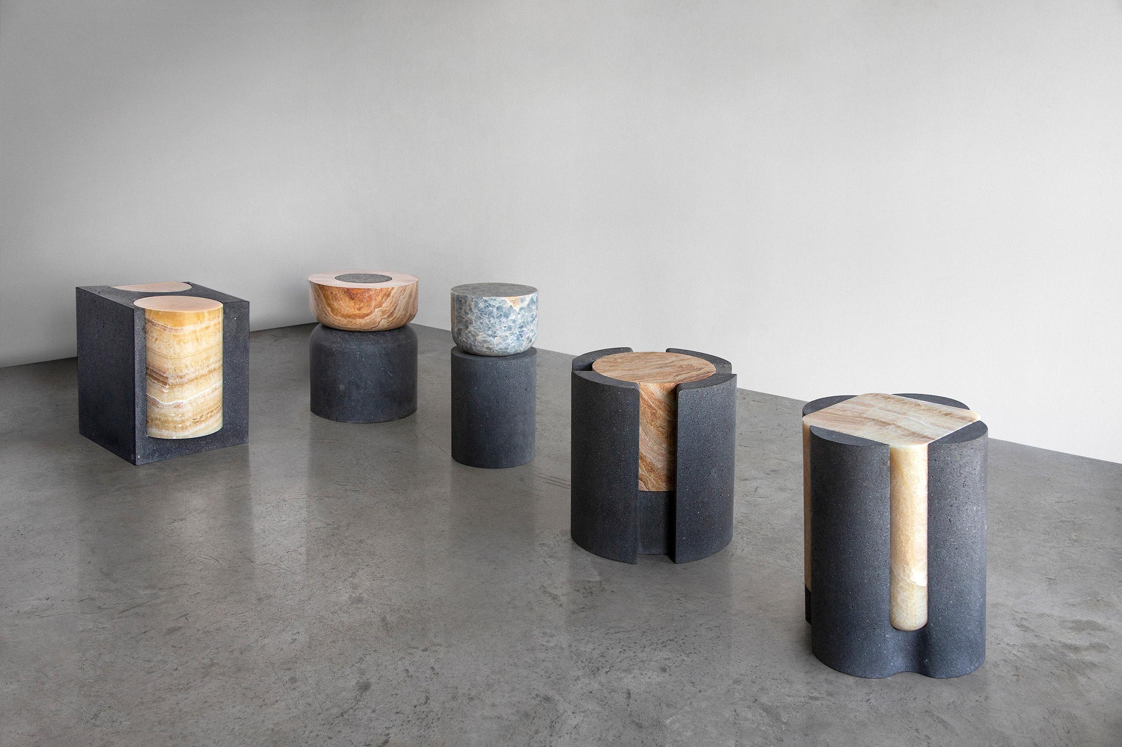 Mexican Volcanic Shade IV Stool/Table by Sten Studio, Represented by Tuleste Factory