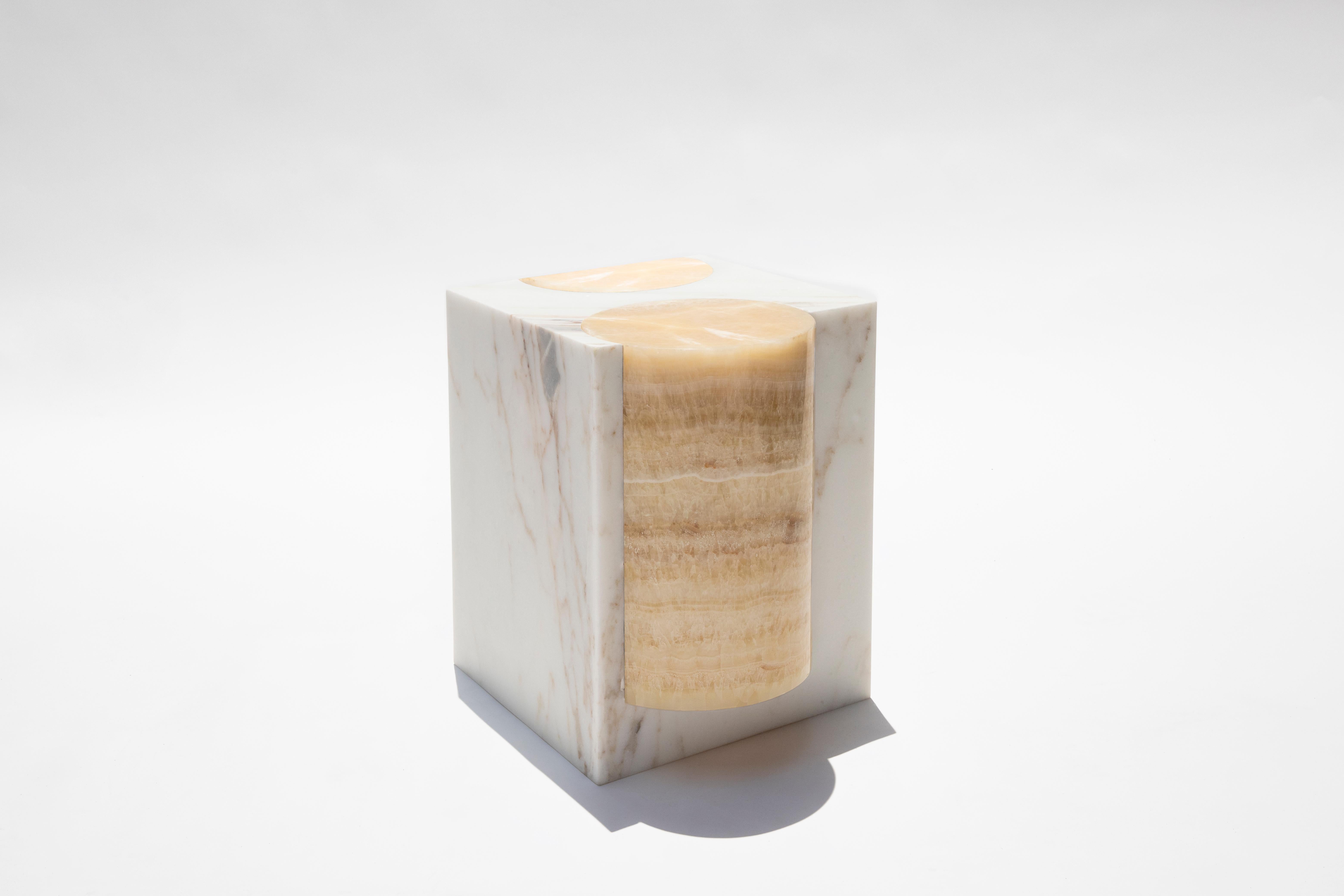 Mexican Volcanic Shade of Marble I Stool/Table by Sten Studio, REP by Tuleste Factory For Sale
