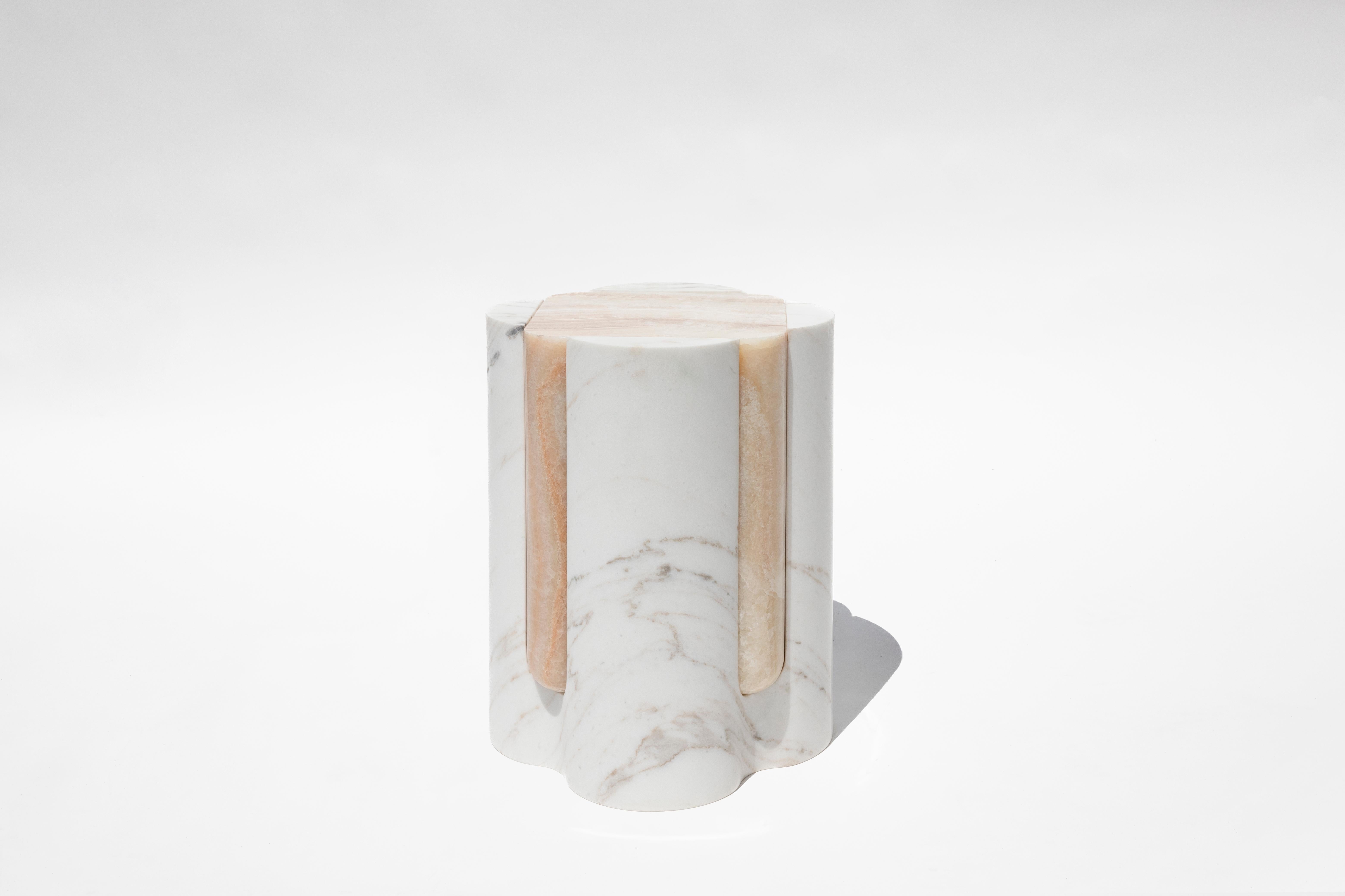 Mexican Volcanic Shade of Marble II Stool/Table by Sten Studio, REP by Tuleste Factory