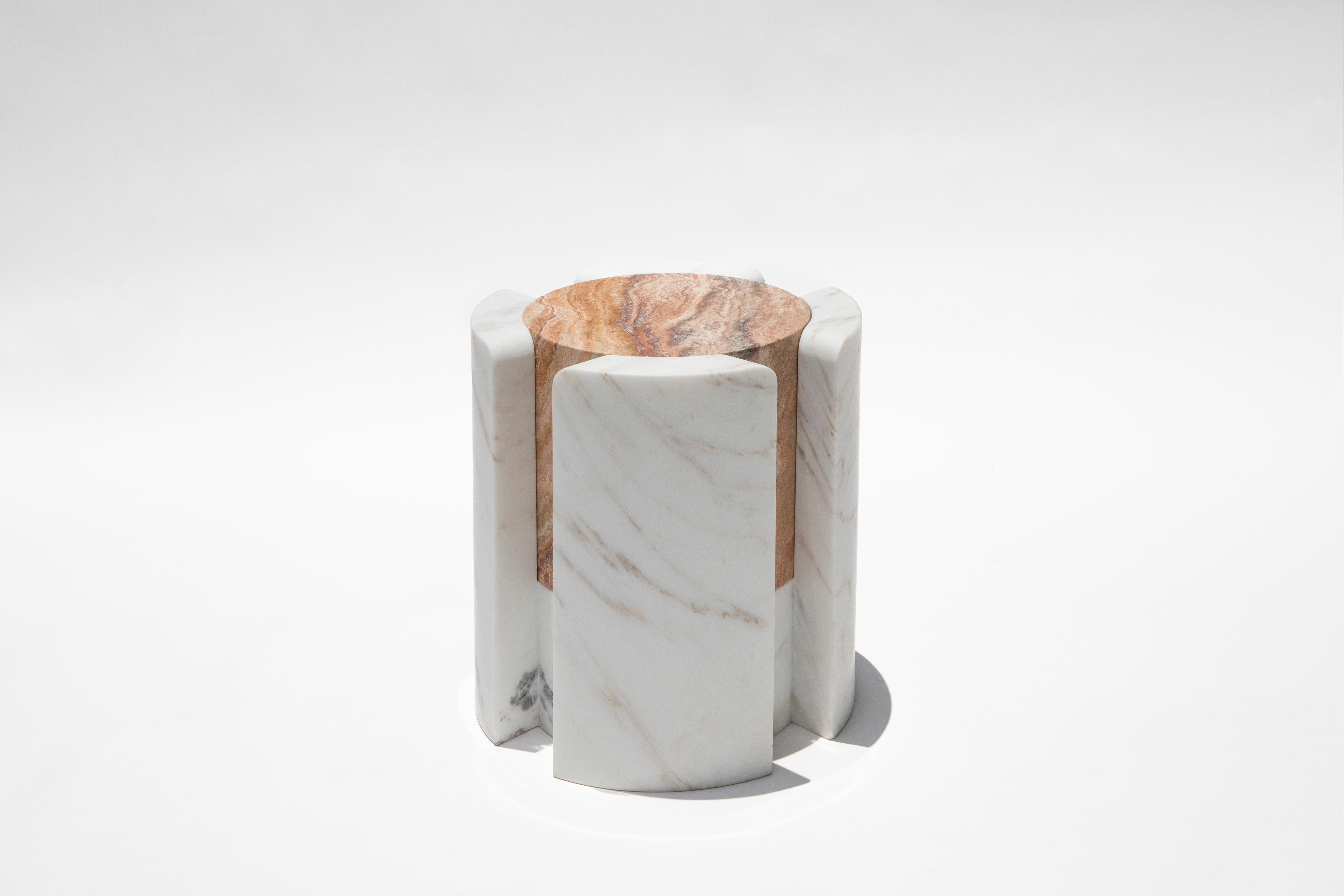 Volcanic Shade of Marble III by Sten Studio

Golden calacatta marble, natural stone

14.9 x 14.9 x 15.9 in

Serving as a visual metaphor for volcanoes that, through their craters, open faultlines into the Earth’s core, they are made from