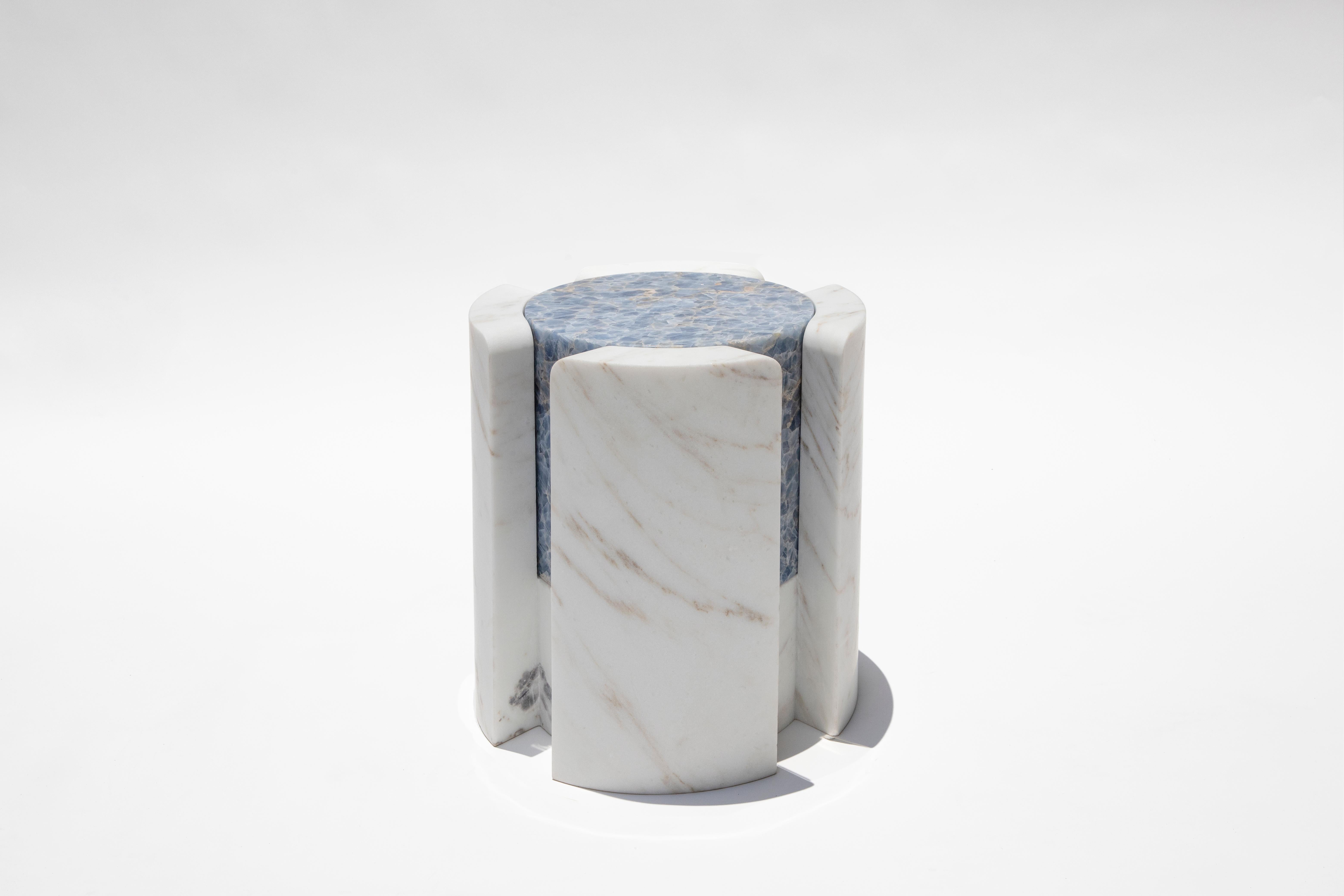 Mexican Volcanic Shade of Marble III Stool/Table by Sten Studio, REP by Tuleste Factory