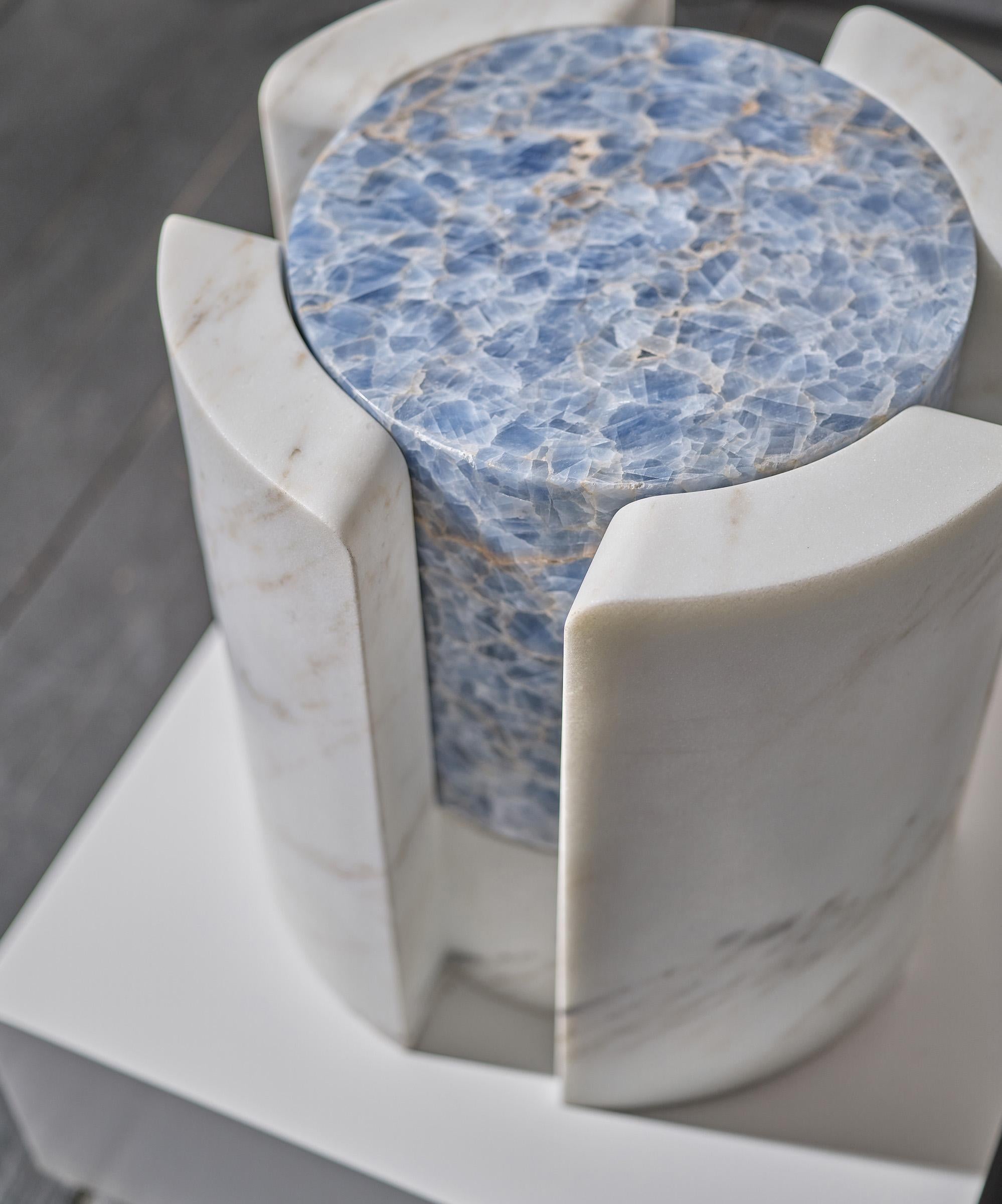 Contemporary Volcanic Shade of Marble III Stool/Table by Sten Studio, REP by Tuleste Factory For Sale