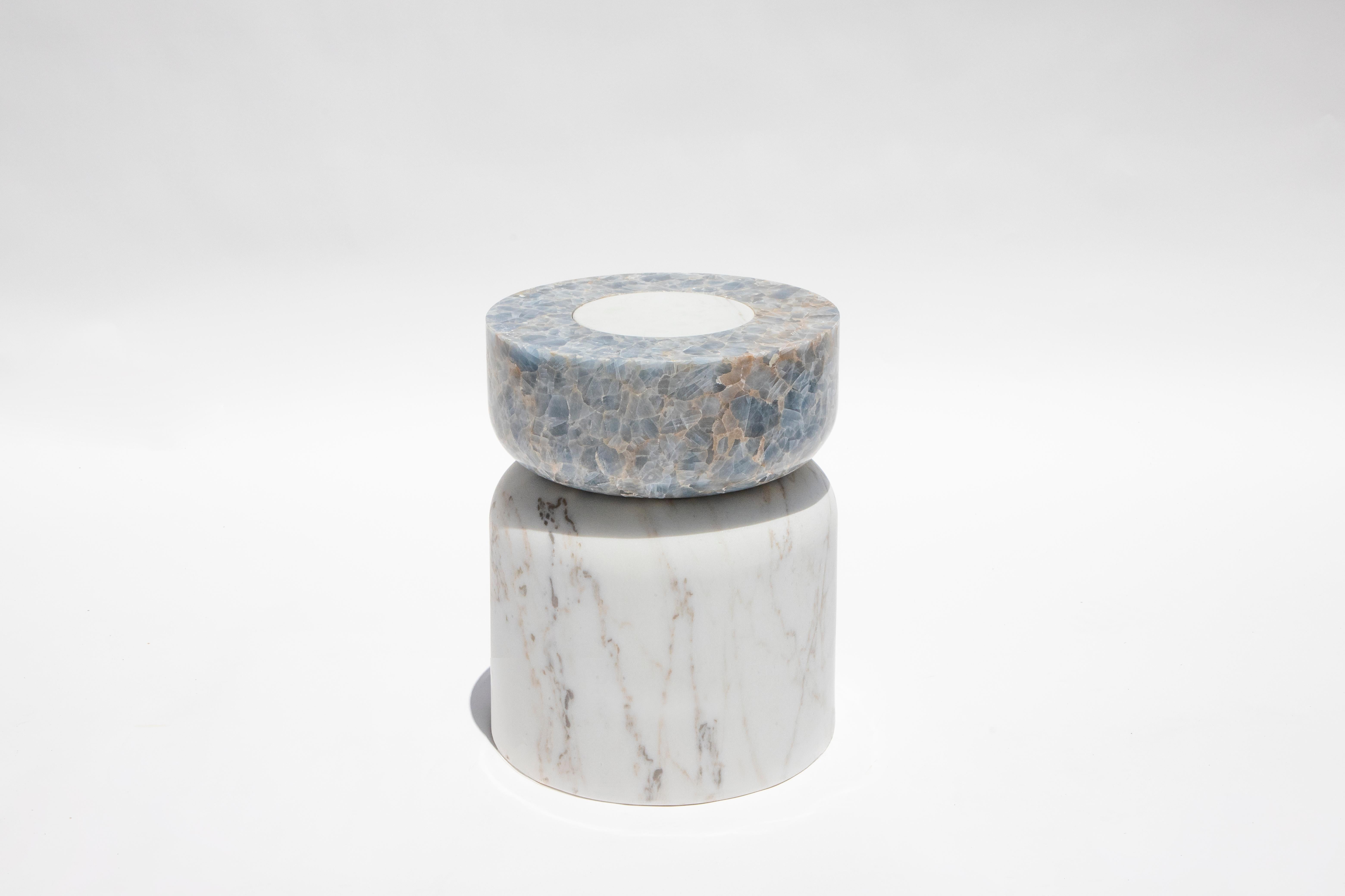 Mexican Volcanic Shade of Marble IV Stool/Table by Sten Studio, REP by Tuleste Factory